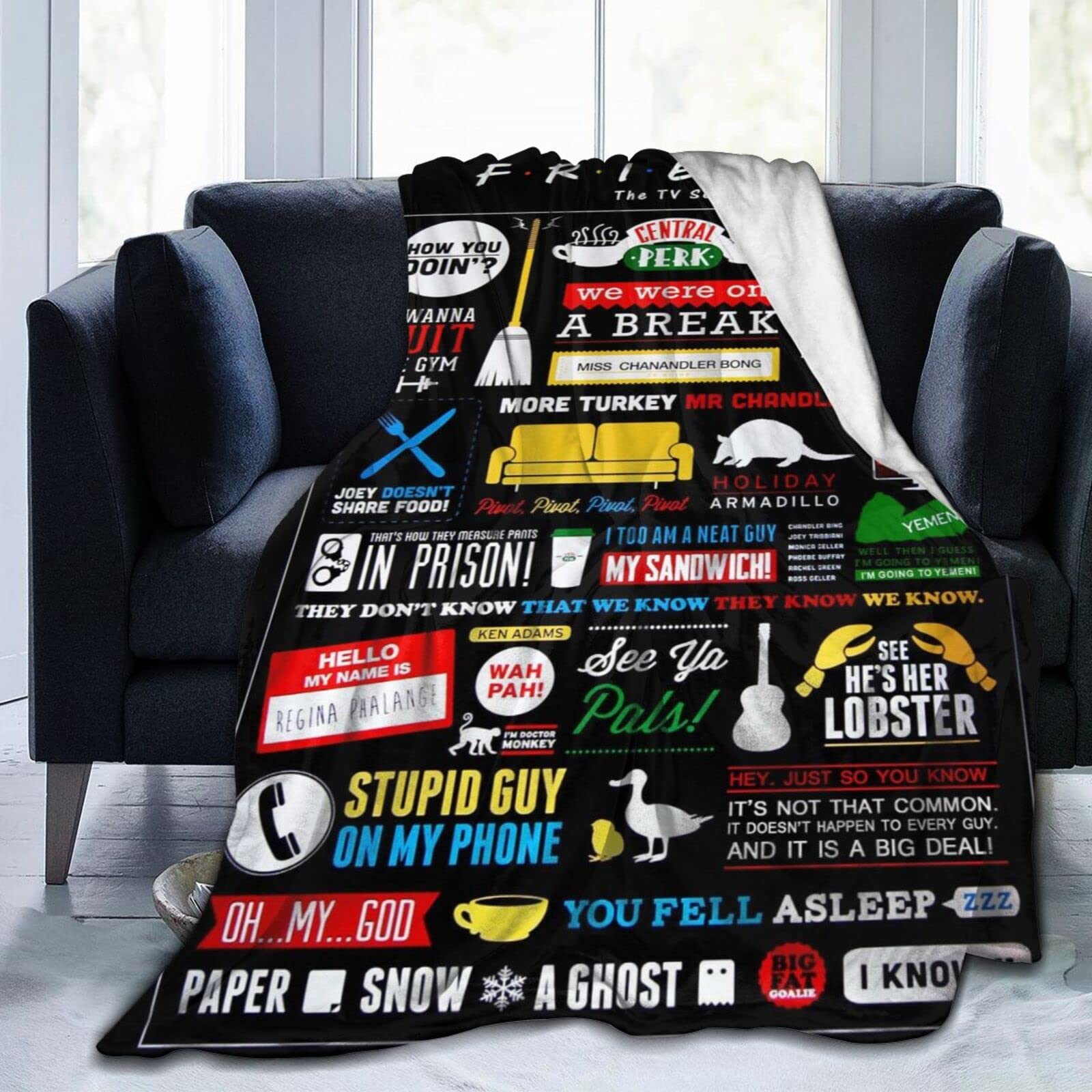Blanket TV Show Flannel Blanket All Season Throw Blanket for Couch Bed Soft (Black, 60x50 in)