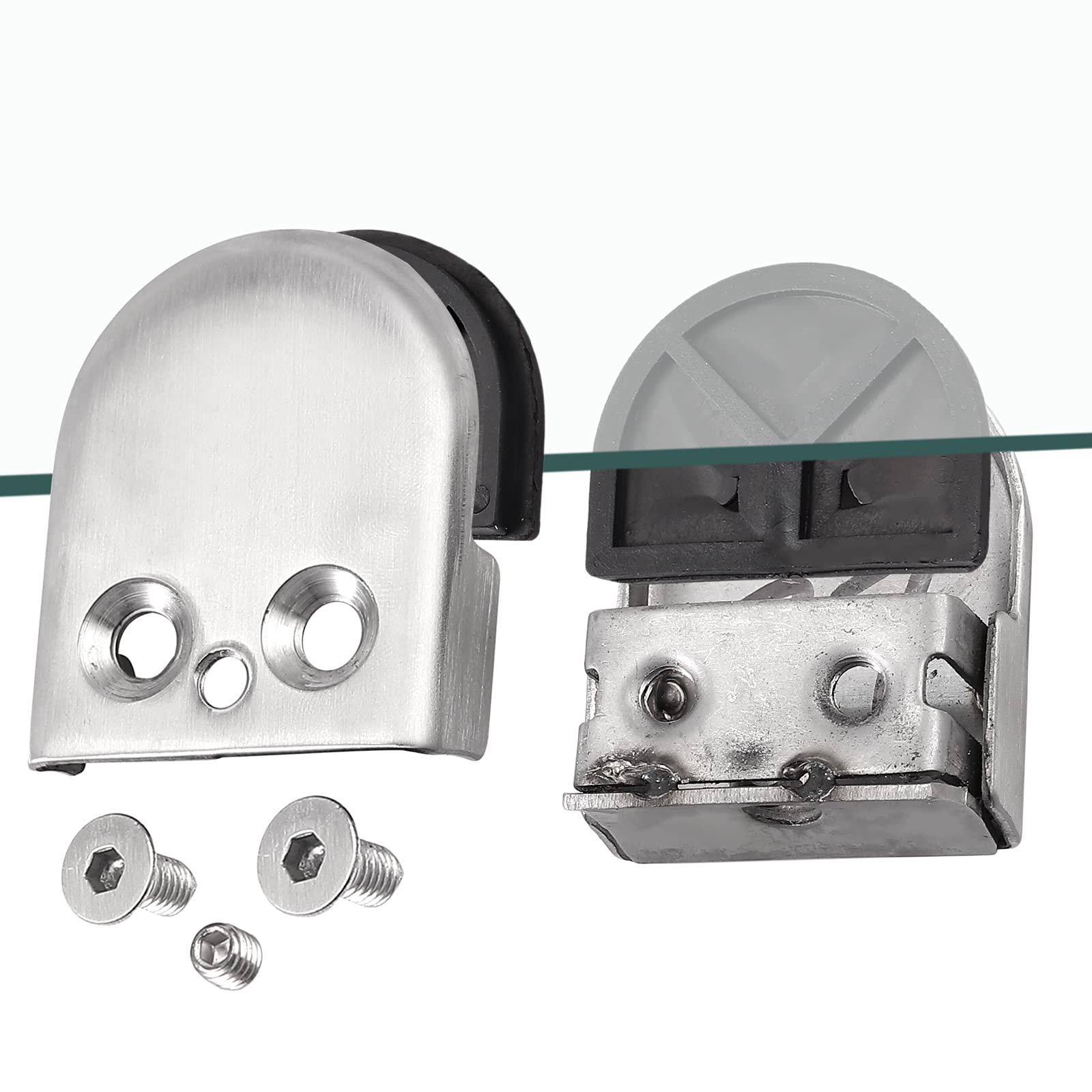 Kamtop Abrazaderas de Vidrio 8-10mm 8PCS Soporte de Vidrio de Acero Inoxidable 304 Clip de Cristal con Tornillos de Microajuste para Barandilla Escalera Balcón - Plata