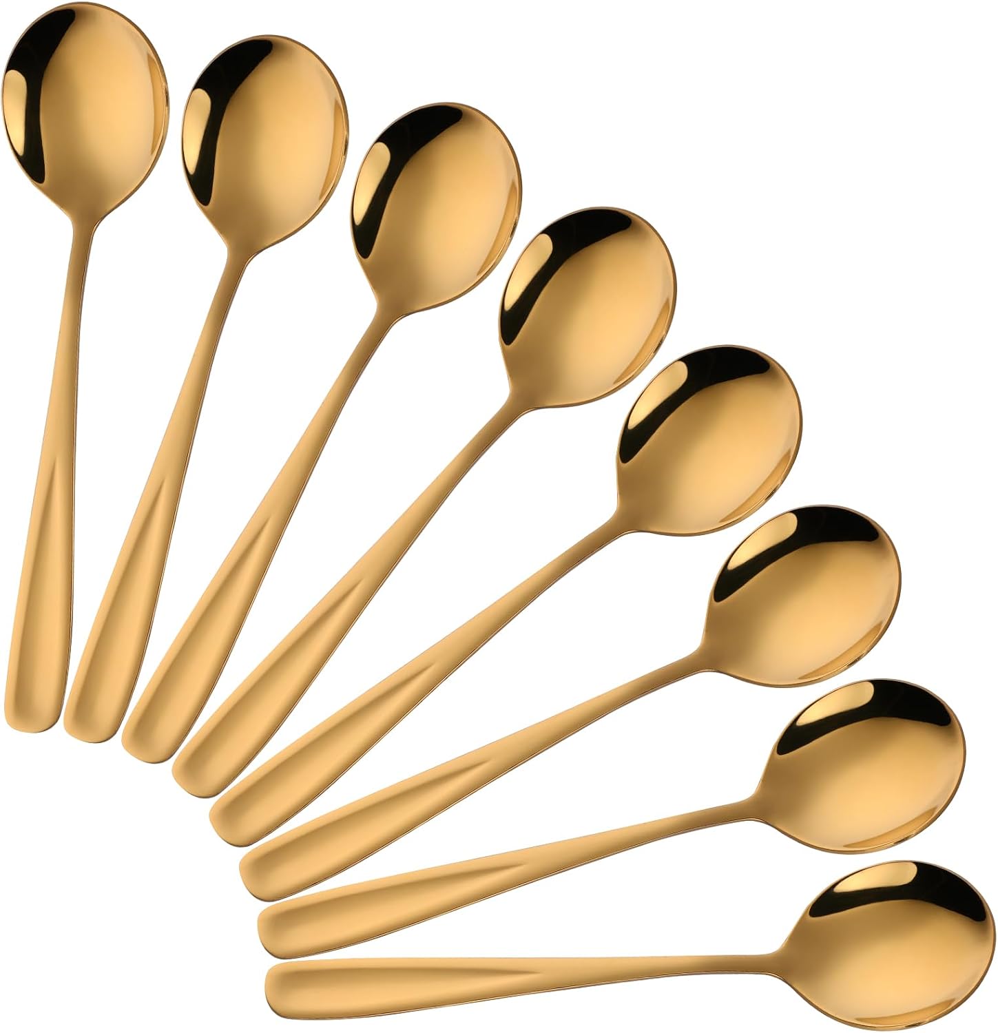 8-Piece Stainless Steel Table Spoons, 7 Inch Soup Spoons for Cereal, Dessert, Soup, Coffee & Tea(multicolor）
