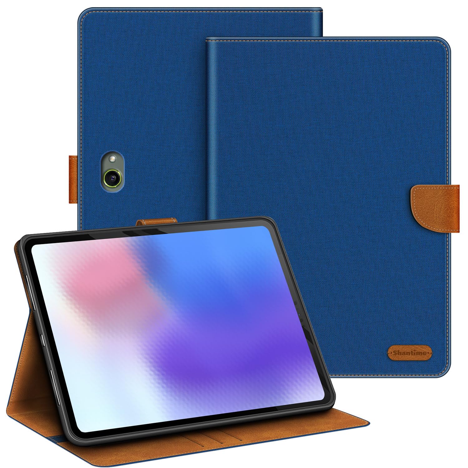 Custodia in Pelle Compatibile con Samsung Galaxy Tab Active 4 Pro LTE 5G 10.1 2022 Custodia Protettiva con Guscio Interno in TPU Silicone, Supporto Integrato(Blu)