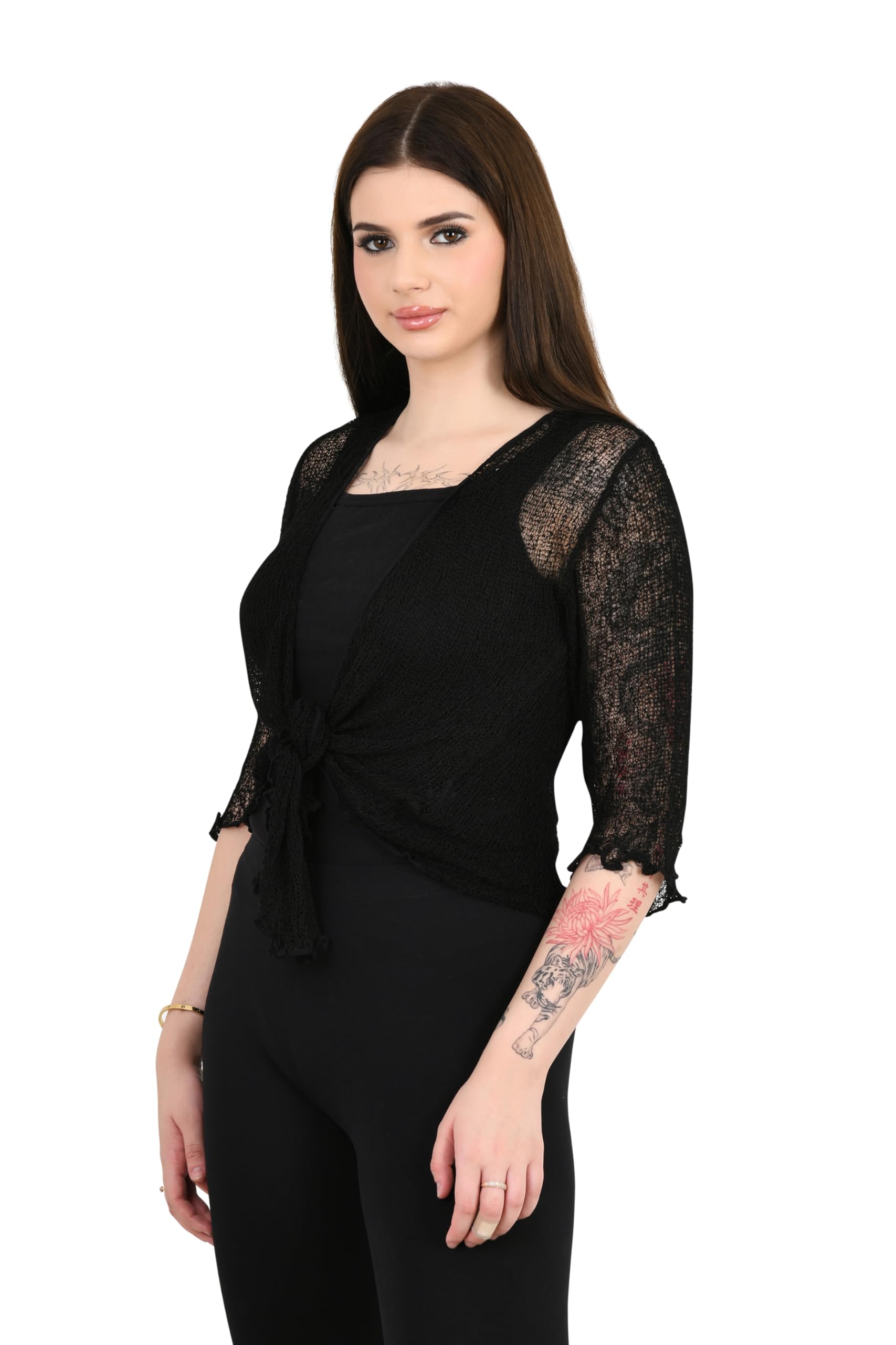 Buy Imported Front Open Shrug Top Bulk Price Offer Sheer Crochet
