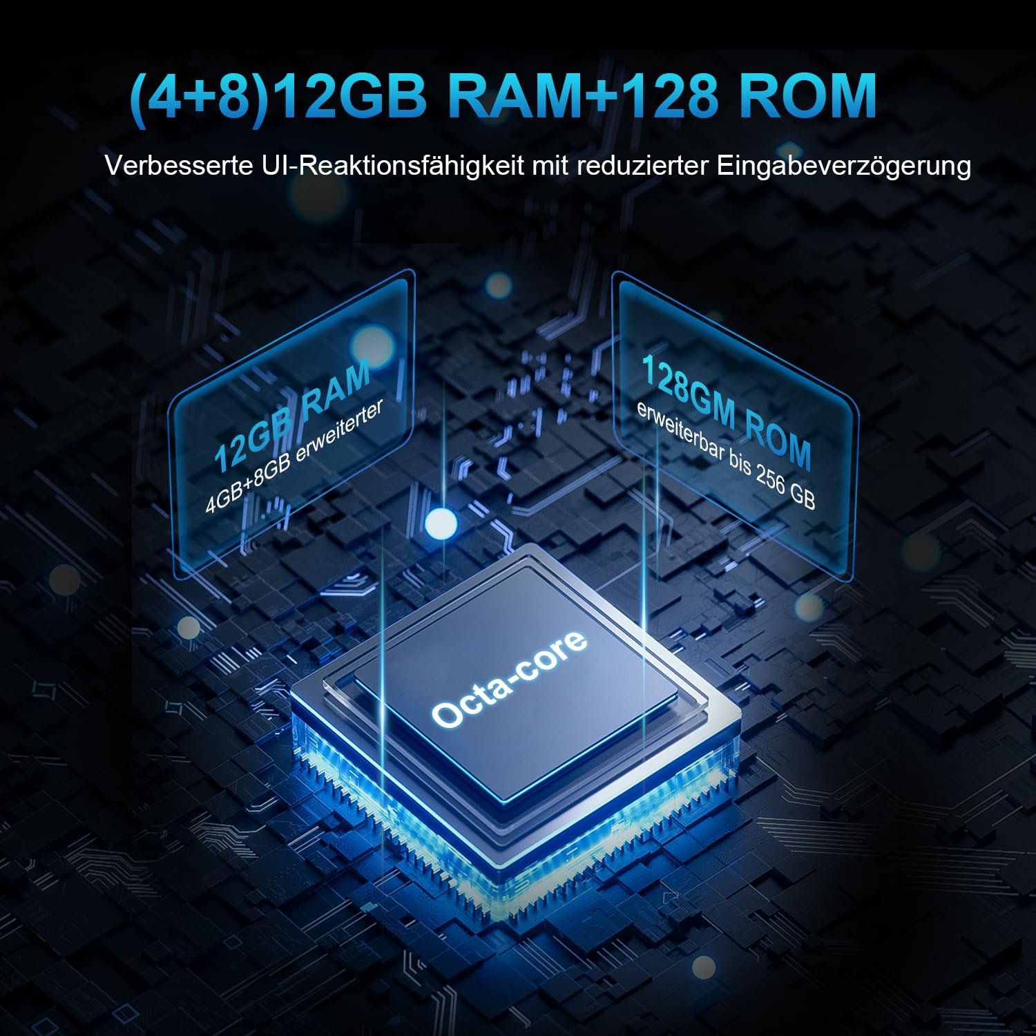 invens NOTE TK02 Handy Ohne Vertrag - 12GB(4+8)+128GB /256GB Smartphone Ohne Vertrag Android 14, 6,52 Zoll Bildschirm 4500mAh Handy Günstig, 16MP+8MP Kamera, 4G Dual SIM/Face ID/GPS/3.5mm Jack Schwarz