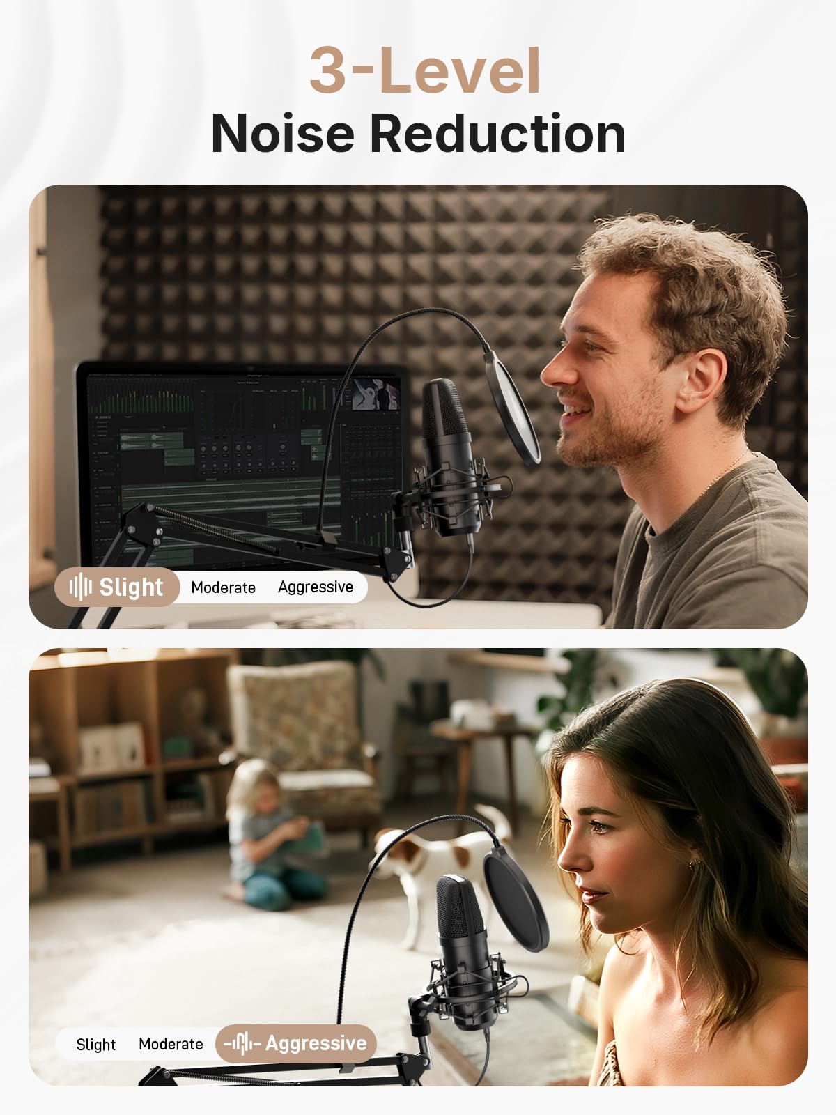MAONO XLR/USB mikrofon kondensatorowy: 192 kHz/24 bity, Plug & Play, podcast do komputera, z oprogramowaniem, profesjonalny chipset dźwiękowy do nagrywania, studia, śpiewu, YouTube A04 Gen2
