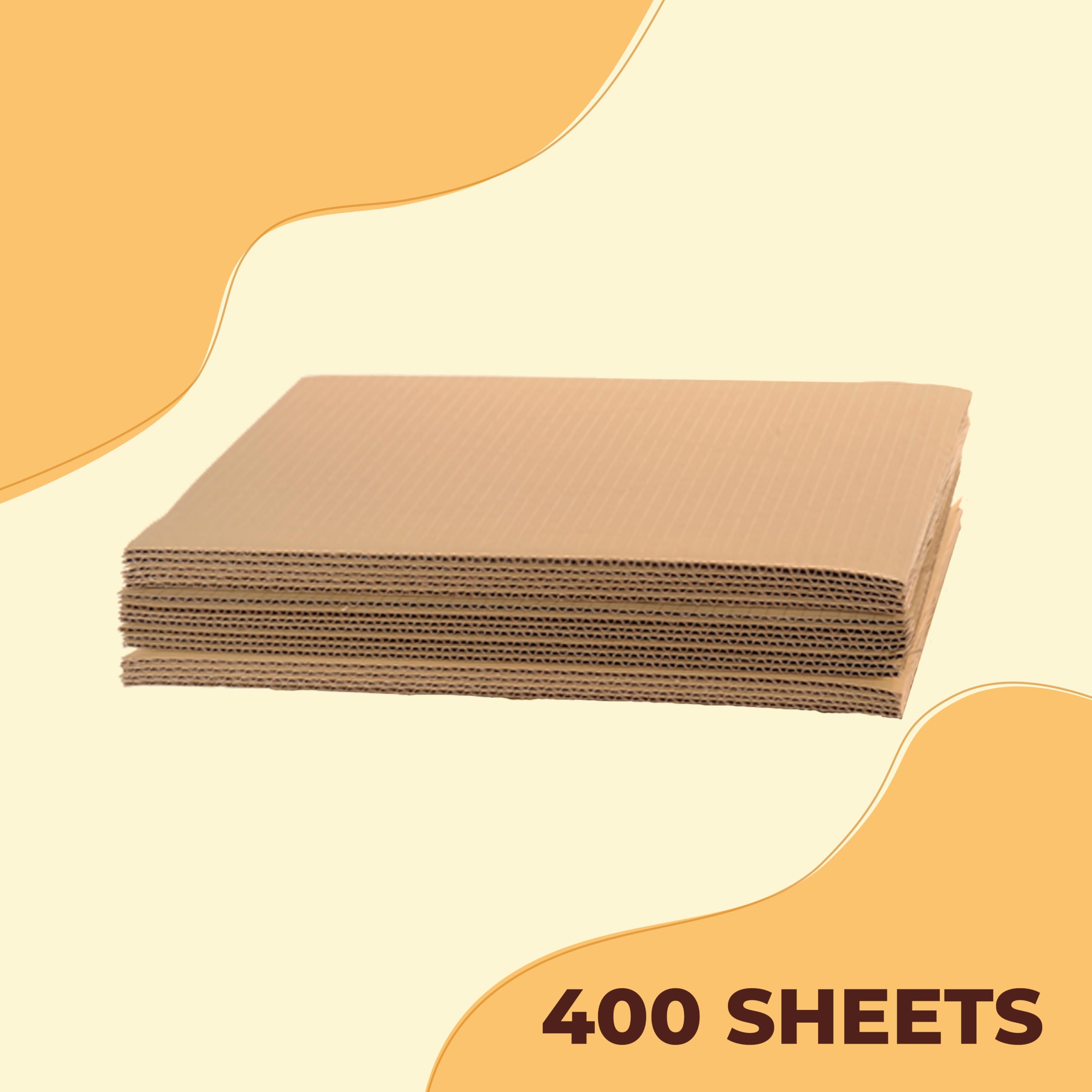 Corrugated Cardboard Sheets 10 7/8''x16 7/8”- (1/8” Thick) | 400 Sheets| Insert Pads, Brown, Frame Backing, DIY Projects, Arts and Crafts, Dividers, Mailing, Packing Protection