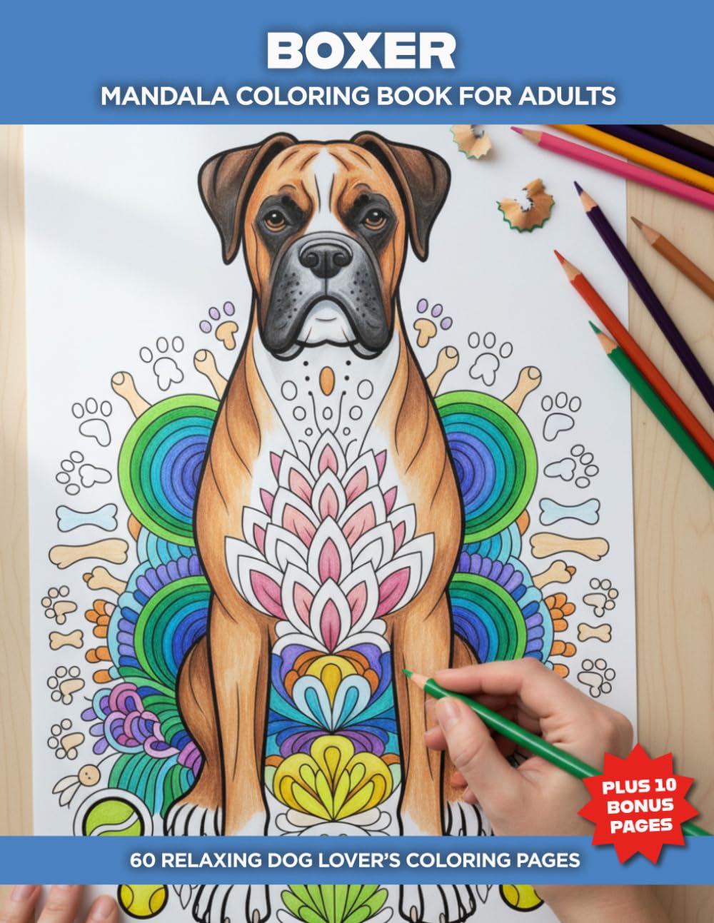 Boxer Dog Mandala Coloring Book for Adults: Relaxing Detailed Dog Pattern Designs for Stress Relief, Mindfulness, and Creative Coloring