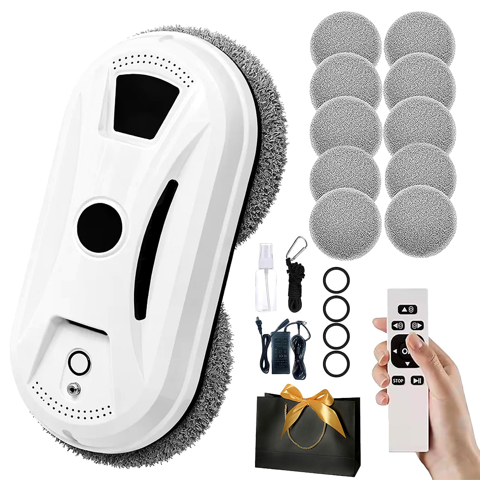 Osmo RoboClean Fensterputzroboter - 2027 Robo Clean Fensterreinigungsroboter mit Fernbedienung, 3Automatische Reinigungsmodi, Intelligente Navigation&Kantenerkennung, Sicherungsseil,für Fenster (A)