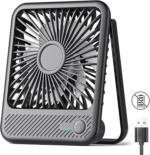 Koonie Ventilador de escritorio USB, ventilador personal ultra silencioso de viento fuerte con inclinación de 180 plegable y 3 velocidades