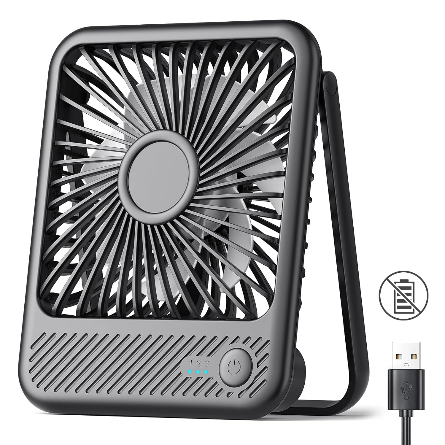 Koonie USB Desk Fan Strong Wind Ultra Quiet Small Personal Fan with 180 Tilt Folding and 3 Speeds