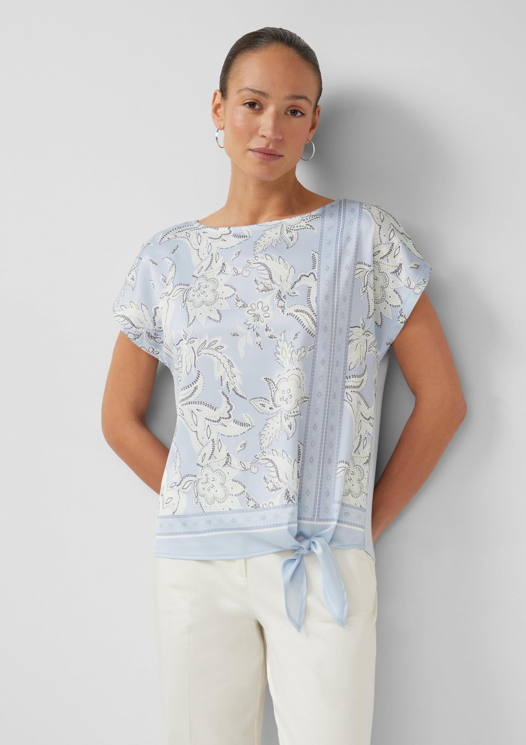 s.Oliver Damen T-Shirt – U-Boot-Ausschnitt, Frontprint, Regular Fit