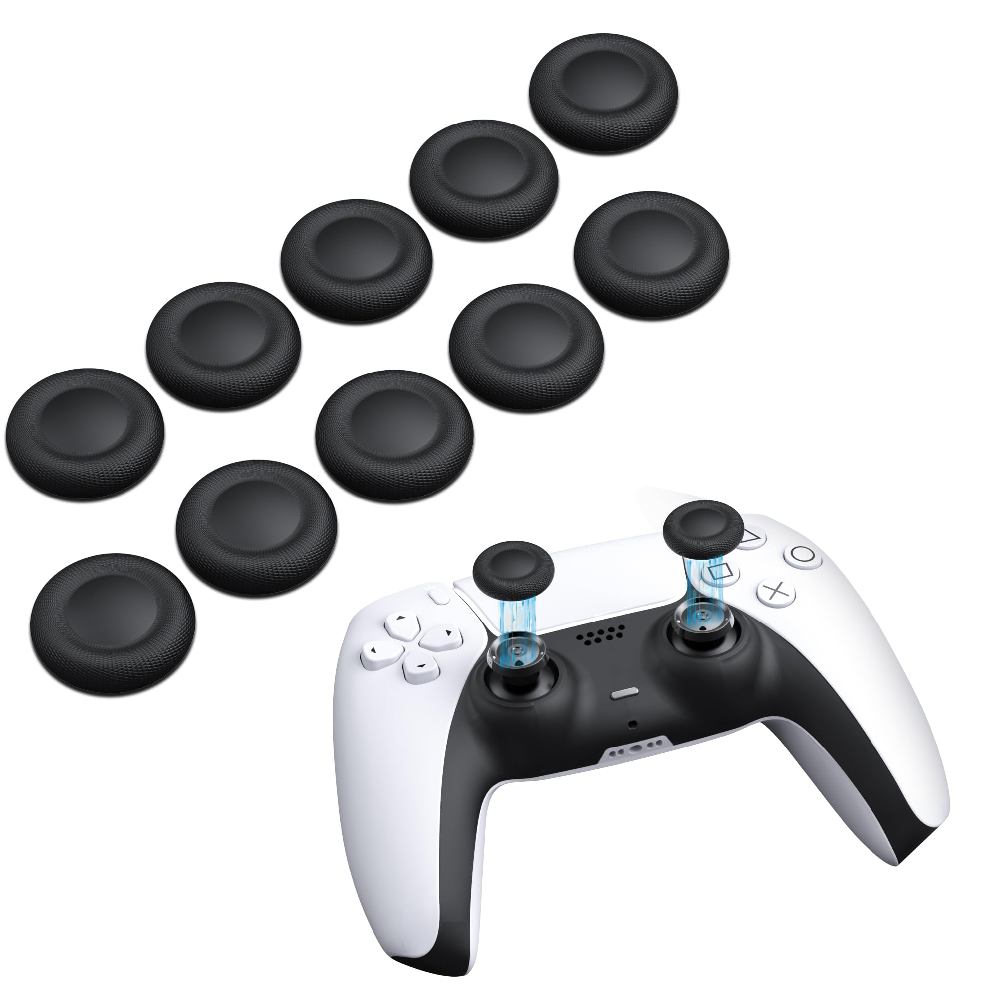 NEWDERY Daumengriff-Joystickkappen für PS5/PS4-Controller, Rutschfestes Laserstrukturiertes Griffdesign, Verschleißfeste Analogstick-Ersatzkappen für PS5/PS4-Controller, 10 Stück