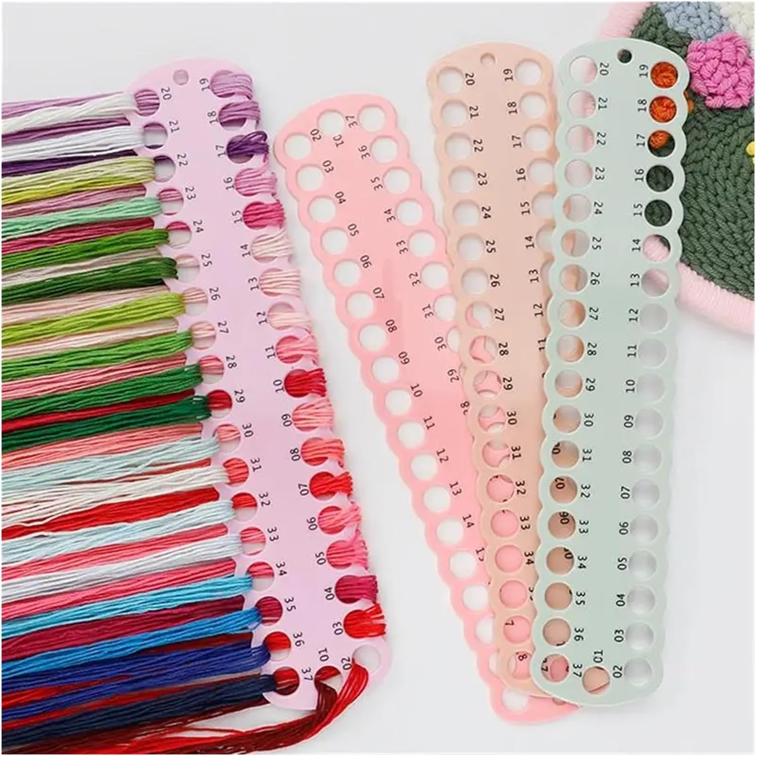 Floss Drops Cross Stitch 20 Pcs Embroidery Thread Board Plastic Cross Stitch Spool Storage Card Organizer Holder Sewing Tools for DIY Craft Sewing Thread Storage(Army Green)