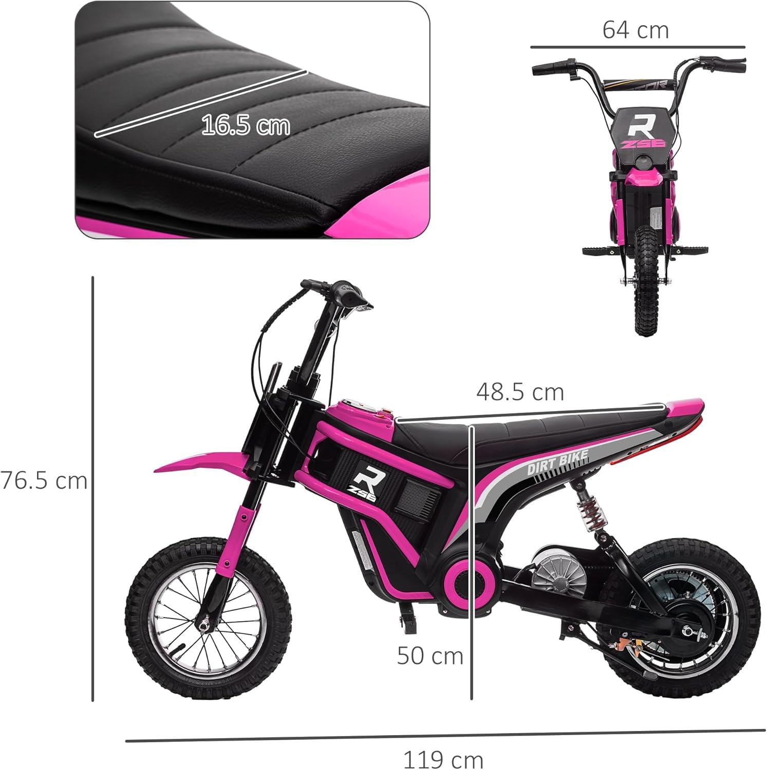 BabyCoches - Moto Eléctrica Niños, Motocicleta Eléctrica con Motor de 350 W, Neumático de 12'', Moto Cross para niños hasta 12 años, Vehículo eléctrico para niños con batería. (Rosa)