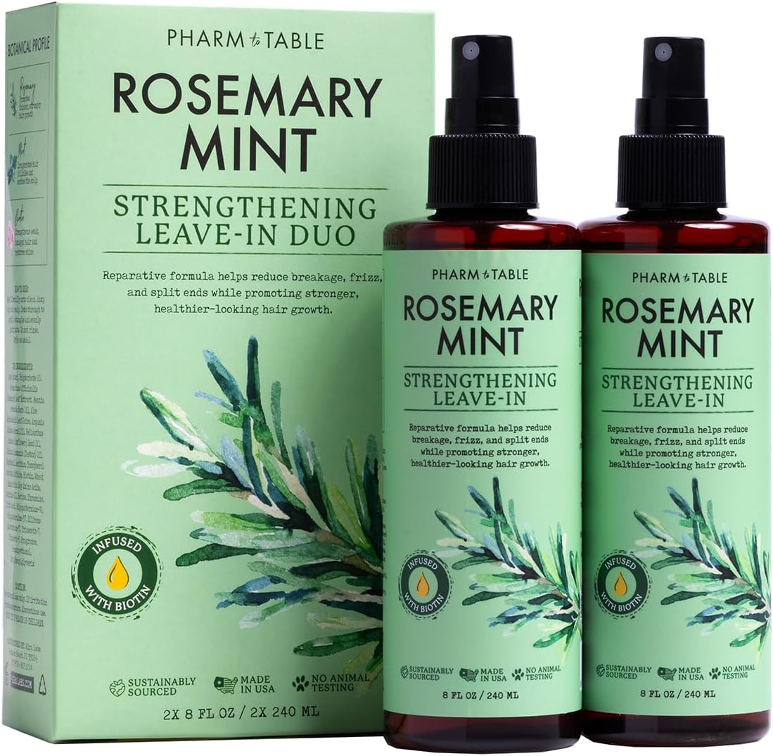 Leave In Conditioner Spray – Rosemary & Mint Scalp Treatment (2 Pack) – Anti-Dandruff, Dry & Itchy Scalp Relief, Hydrating Formula for Psoriasis Care – Detangles & Nourishes Hair
