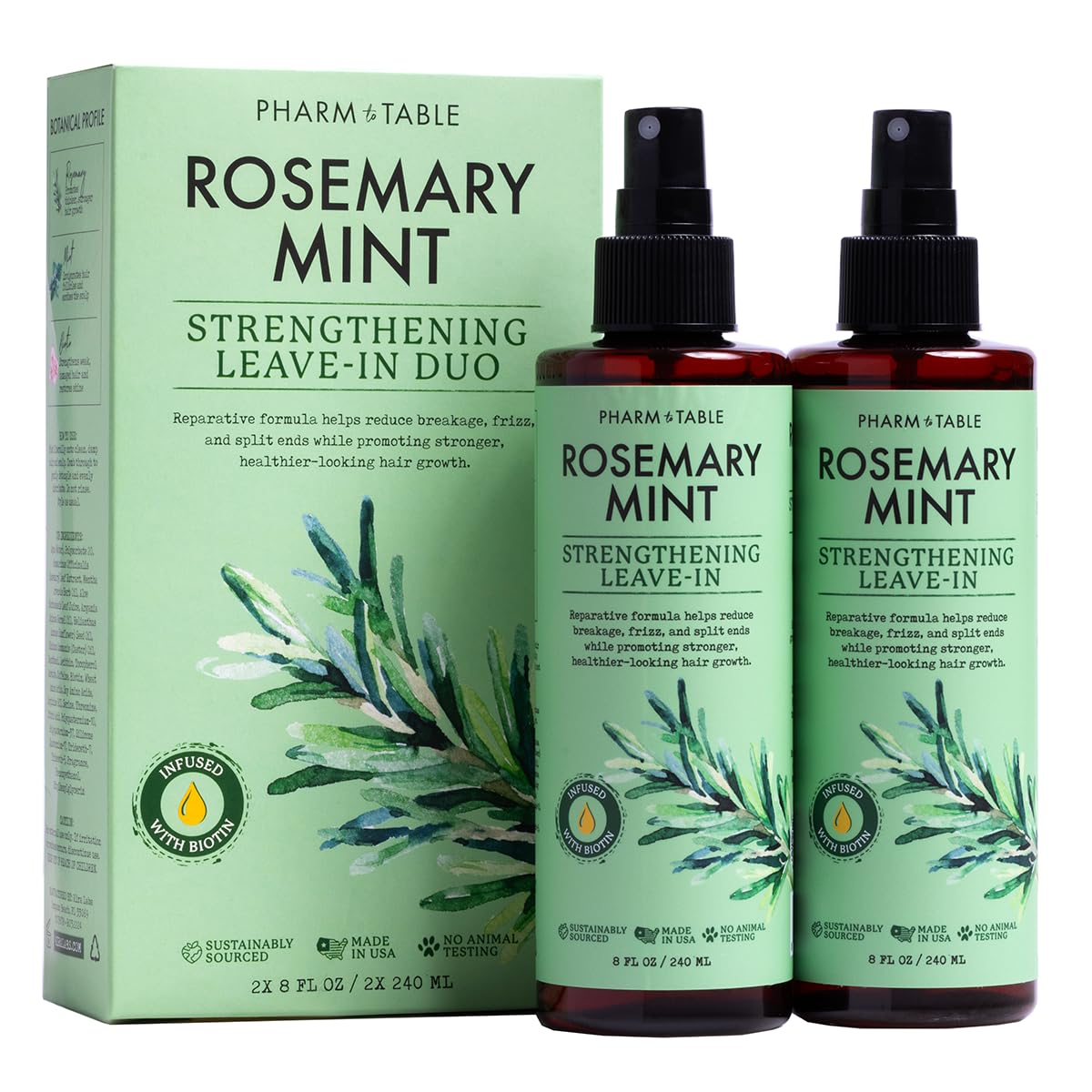 Leave In Conditioner Spray – Rosemary & Mint Scalp Treatment (2 Pack) – Anti-Dandruff, Dry & Itchy Scalp Relief, Hydrating Formula for Psoriasis Care – Detangles & Nourishes Hair