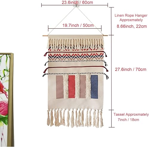 Miniatura 4 de Tapiz de pared tejido de macramé, arte para colgar, 20 pulgadas de ancho x 34 pulgadas de alto, extra grande, bohemio, elegante, bohemio, marroquí,