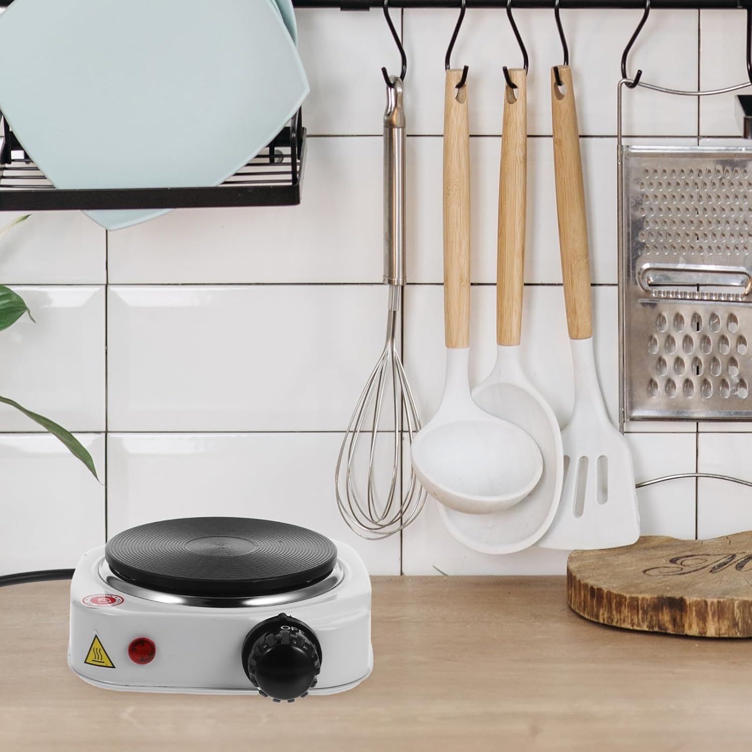 110v Mini Electric Hot Plate Countertop Cooking Hotplate Portable Single Hot Plate for Home Electric Stove Adjustable Temperature Control Us Plug