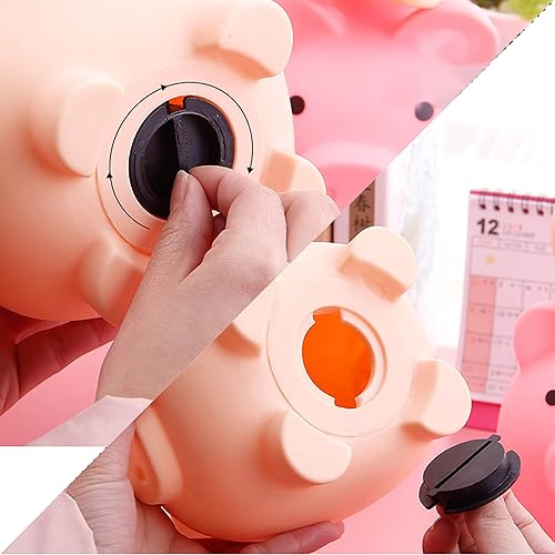 Miniatura 5 de Alcancía irrompible personalizada con nombre para niños y niñas, cerdo de plástico para niños, adorable banco de dinero para ahorrar (azul, mediano,