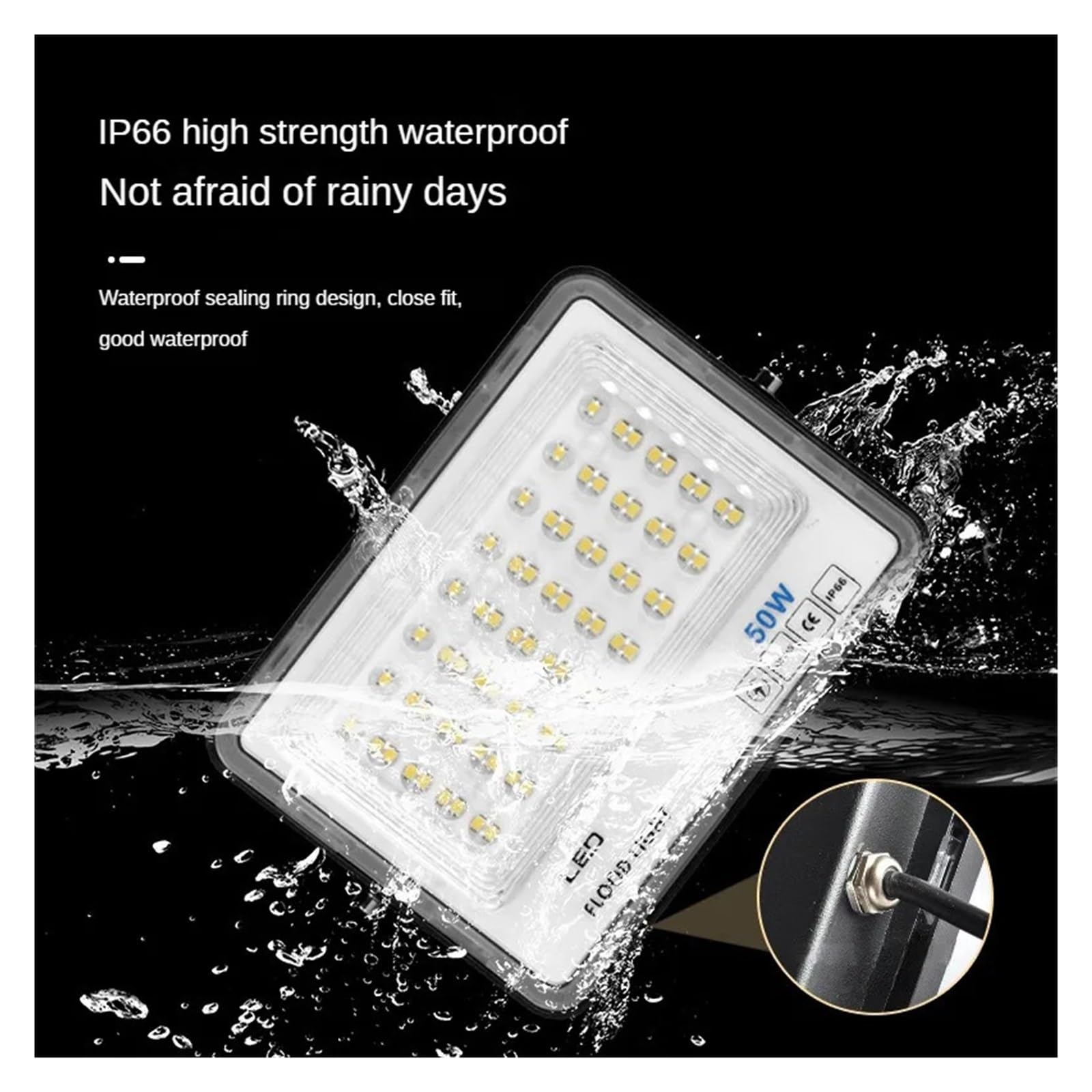 Naświetlacz LED, Światło Halonowe LED O Wysokiej Jasności 50W 100W 200W Wodoodporny IP66 Reflektor Reflektor Reflektor Zewnętrzna Ścienna Lampa Uliczna(200W)