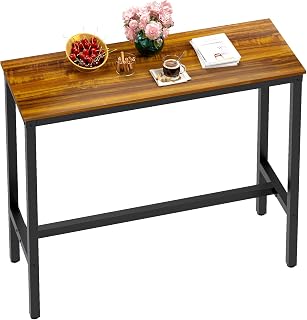 Ulifance Barhocker Tisch 100x45x100cm, Industrieller Stehtisch aus Holz & Metall, Höhenverstellbarer Bartisch für Küche Wohnzimmer Café, Pflegeleichter Bistrotisch
