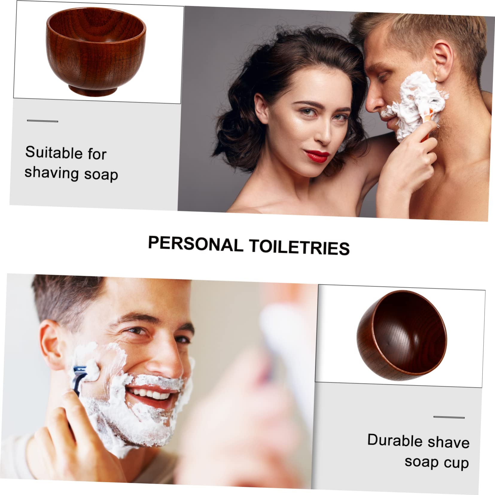 SHERCHPRY Mens Shaving Soap Bowl Shaving Mug Cup Wooden Material Traditional Shave