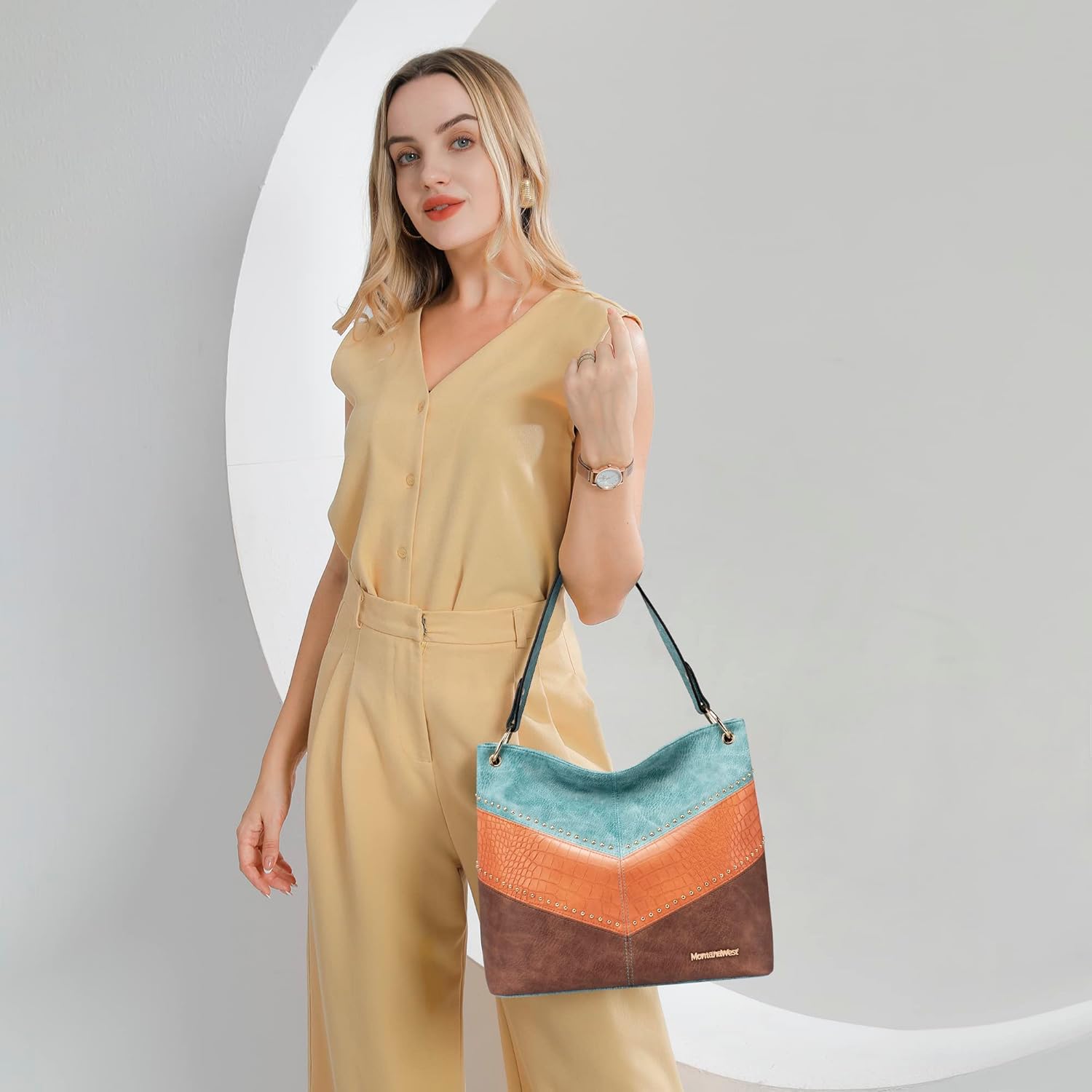 Montana West Hobo Bag for Ladies Shoulder Handbags with Back Pocket | Purses, with Zipper, Purses, with Zipper - Image 2