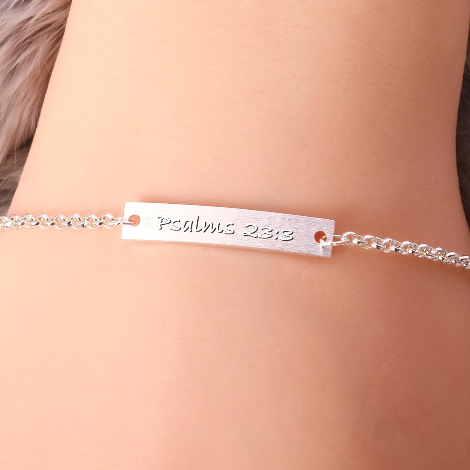 Psalm 23 3 Bracelet for Women, 925 Sterling Silver Christian Peace Jewelry, Meaningful Gift for Her