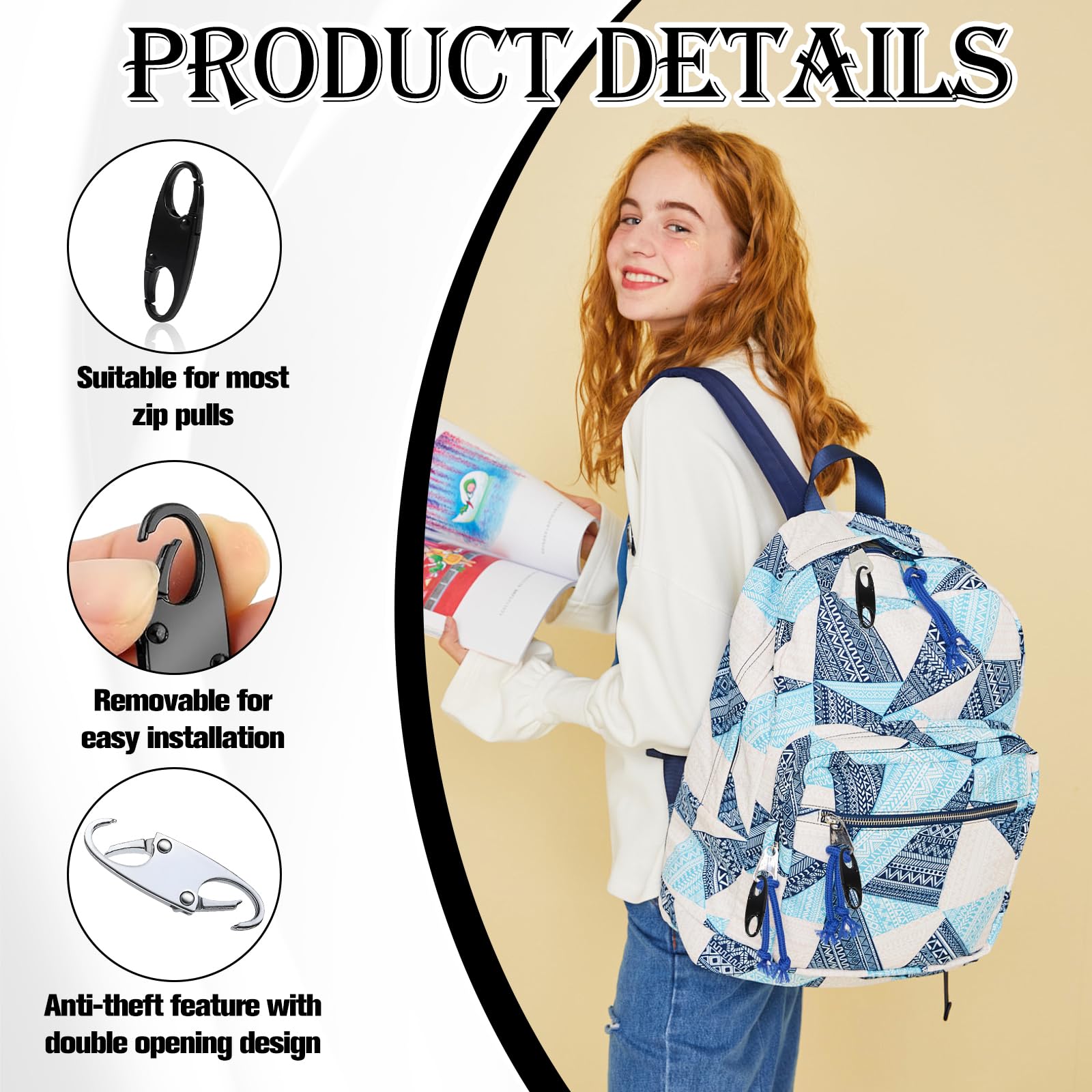 10 Reißverschluss Sicherungen - Anti-Diebstahl Clips Für Taschen