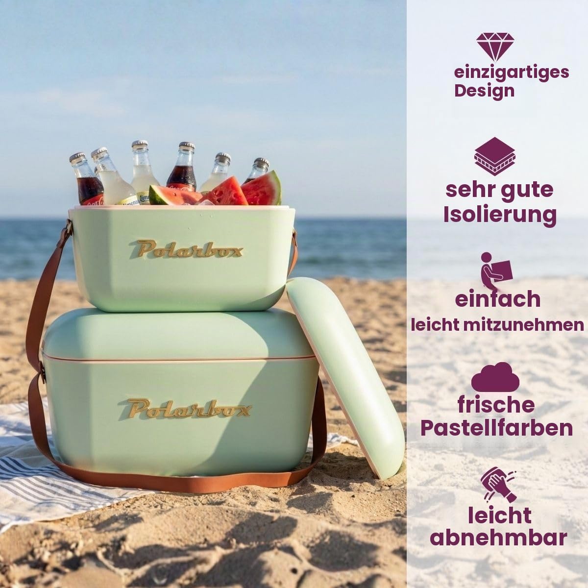 Kühlbox, 20 l, goldfarbene Details. POLARBOX