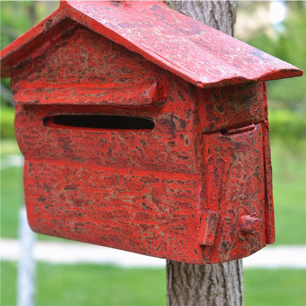 Buy Solid Wood House Mailbox Retro Wall Mount Lockable with Key Drop ...