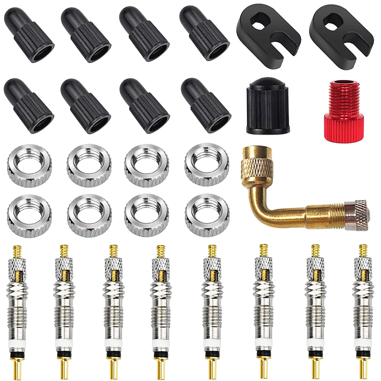 CTRICALVER Adattatore Valvola Auto, Pompa Aria, Compressore, Accessori Auto, Kit di Strumenti per la Rimozione della Bicicletta da Corsa (29 Pezzi)