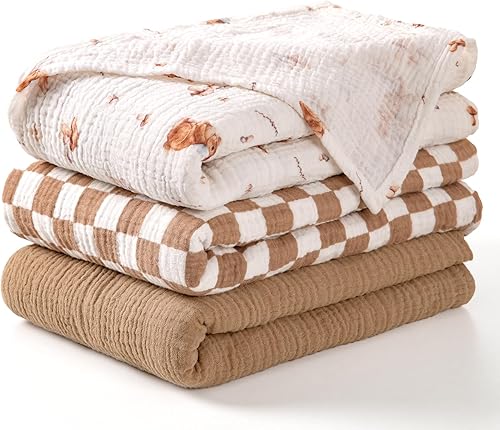 Miniatura 15 de lulumoon Mantas de Muselina para Envolver Bebés: Manta de Recepción Suave para Recién Nacidos - Mantas de Algodón para Envolver Neutrales Paquete de