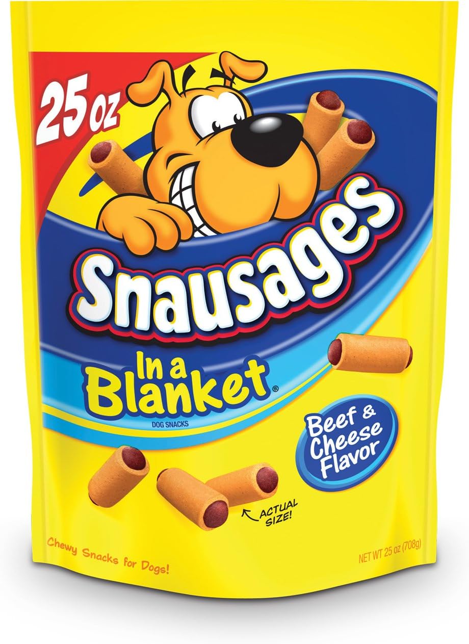 Snausages in a Blanket Dog Treats, Beef and Cheese Flavor, 25 ounce (pack of 3)