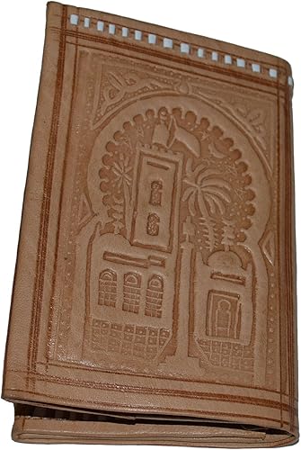 Treasures Of Morocco Cartera de cuero marroquí hecha a mano con pliegue grande, vintage, exquisita, práctica, natural, Beige