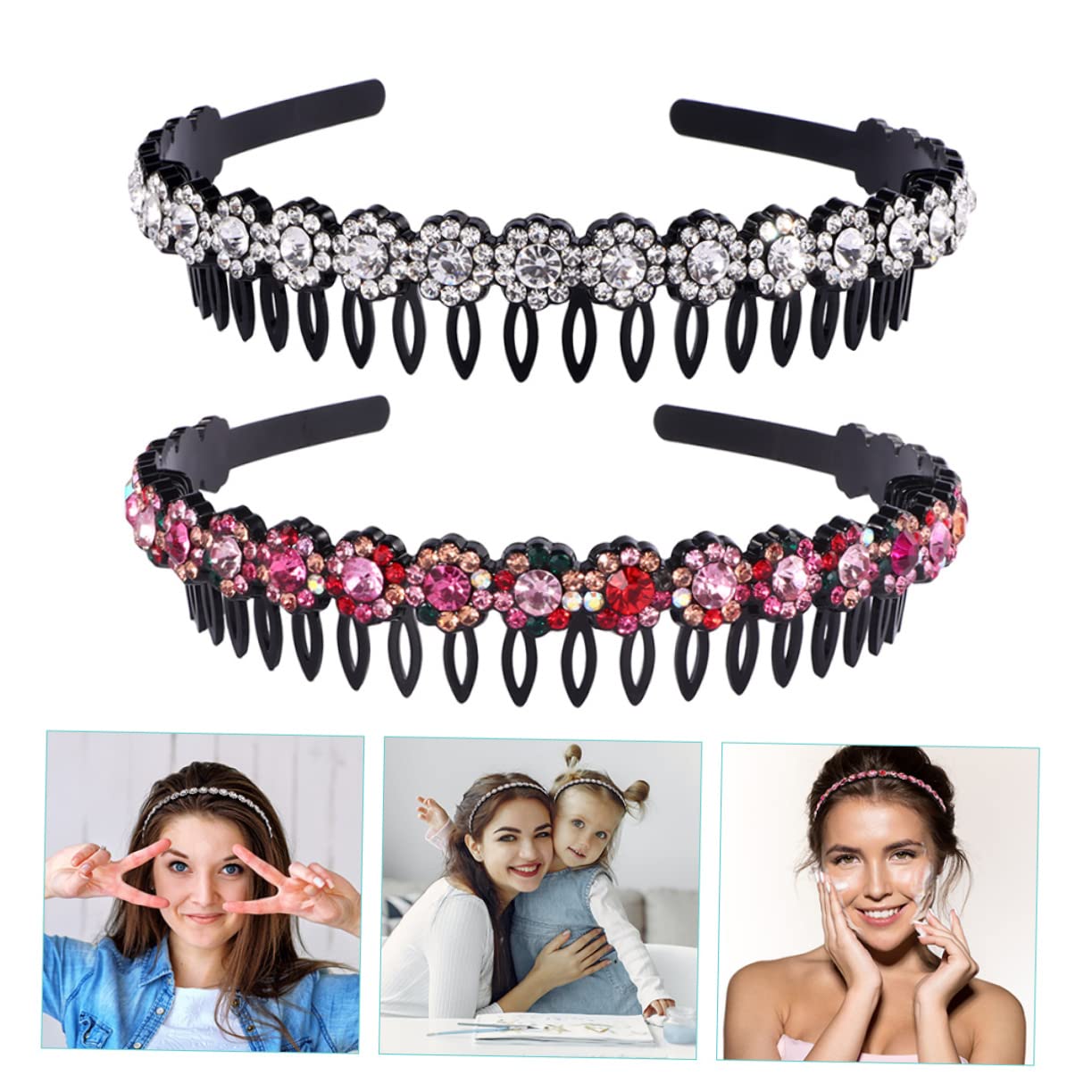 POPETPOP 10pezzi Fascia Per Con Punte Cerchietto Nonslip Con Strass Per Donna Accessorio Elegantper Makeup e Cura Della Colori Misti Per Spa e Uso Quotidiano
