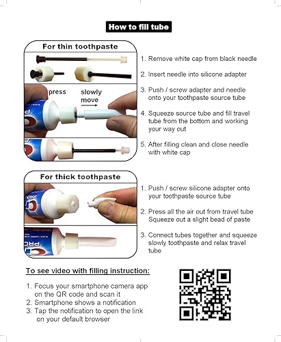 Miniatura 3 de Kit de cepillo de dientes de viaje, mini tubos recargables, adaptadores de llenado universales, mochileros, cepillo para después del almuerzo,