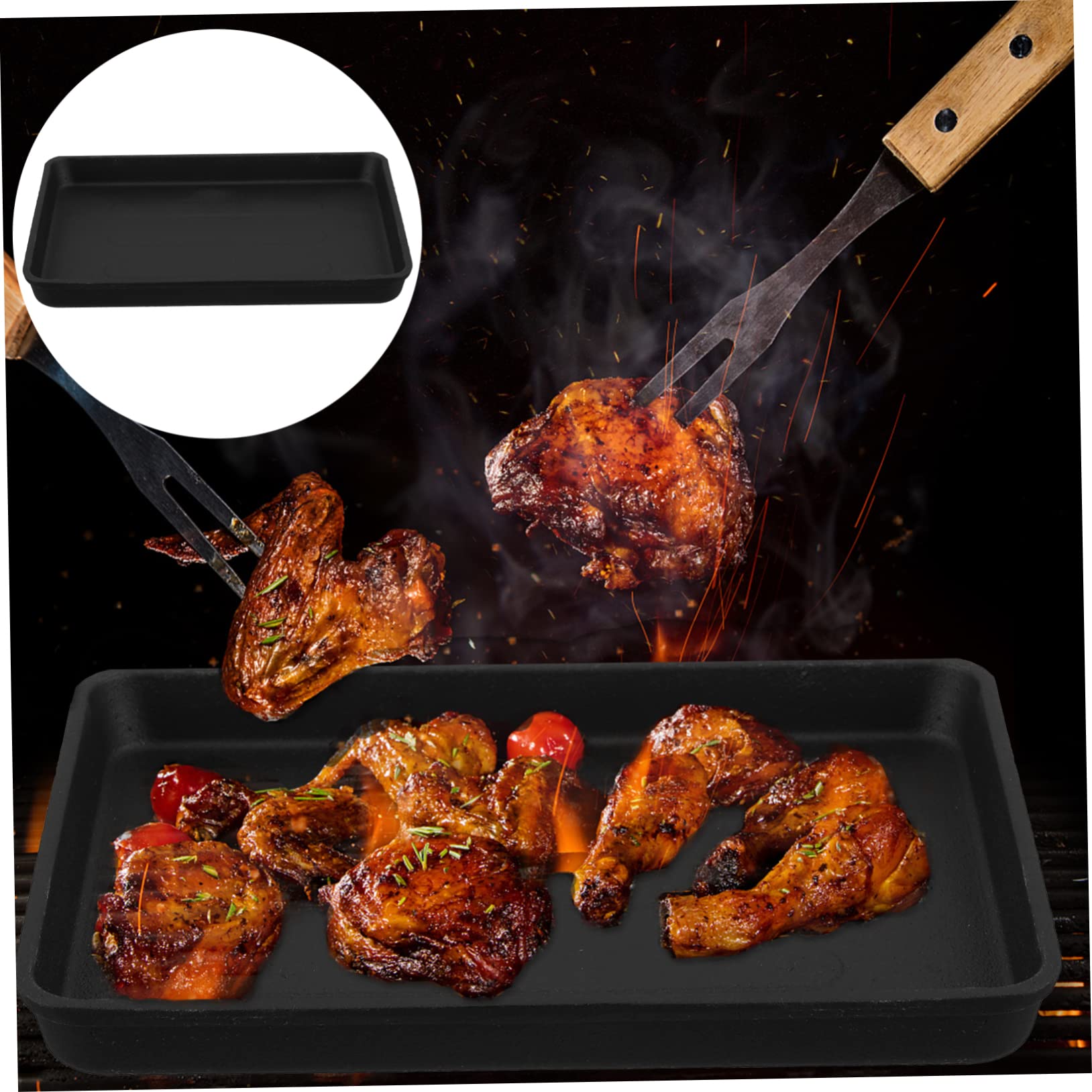 Bandeja para Barbacoa de Hierro Fundido Negro Portátil