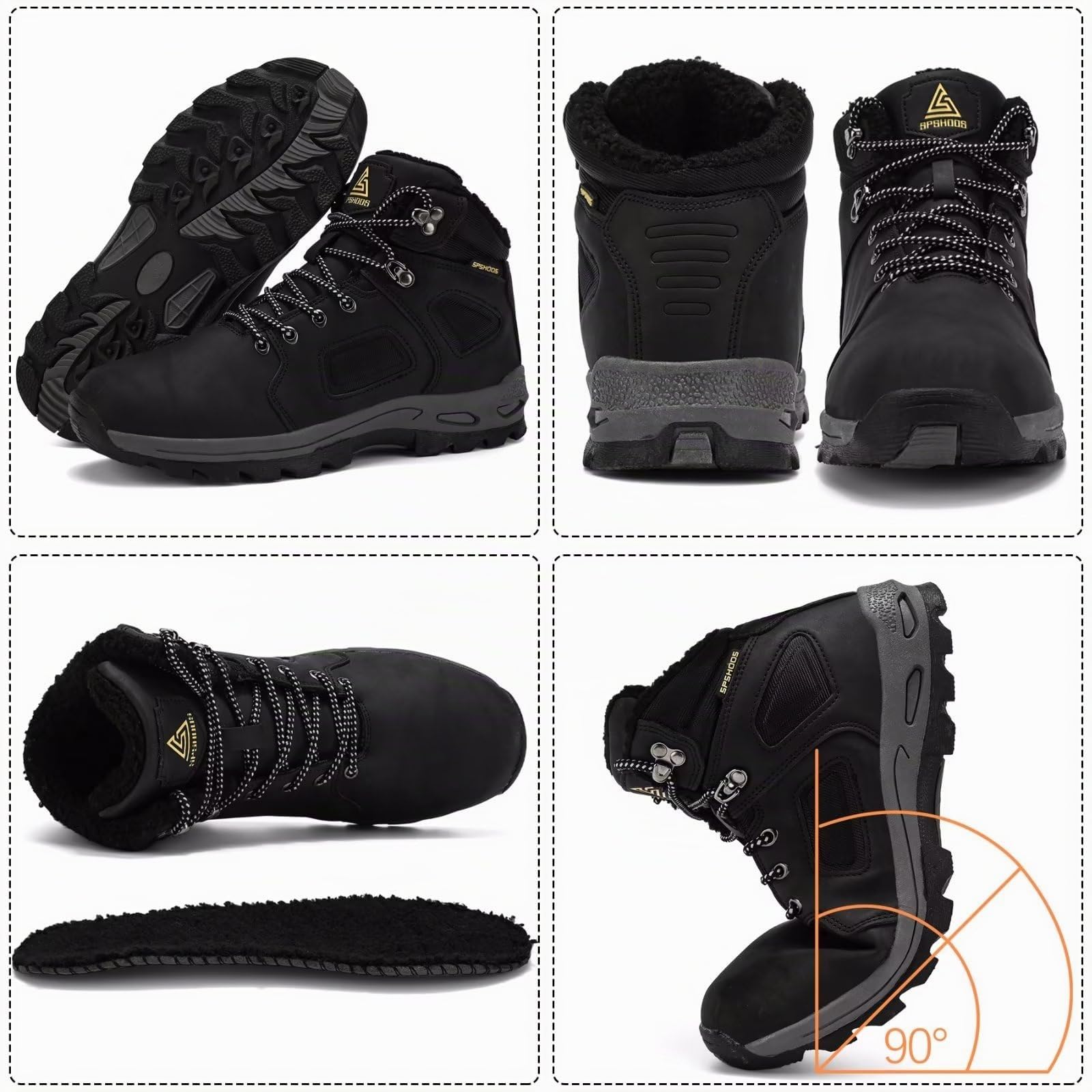 Botas de Invierno Hombre Impermeable Antideslizantes Botas de Nieve
