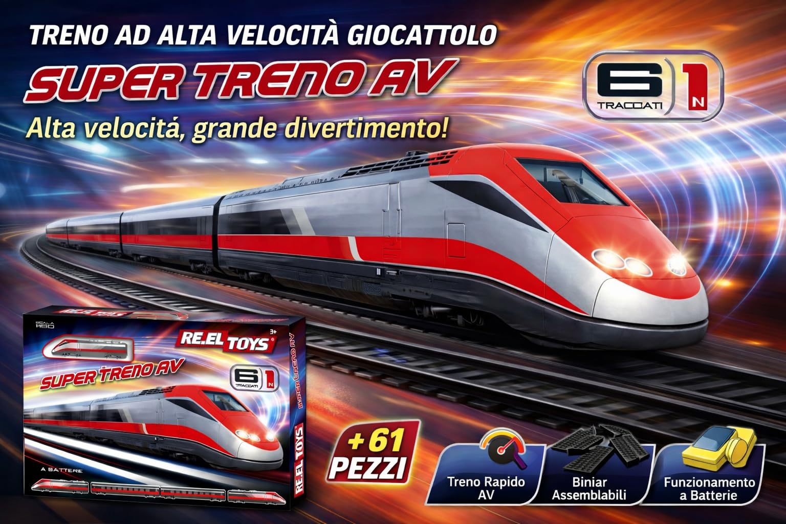 Treno giocattolo per bambini, Trenino Elettrico per Bambini 2 in 1 con Pista da Corsa Set Treno Giocattolo per Ragazze Ragazzi di 3 4 5 6 Anni Trenino Elettrico 6 in 1 con Pista, a Batterie