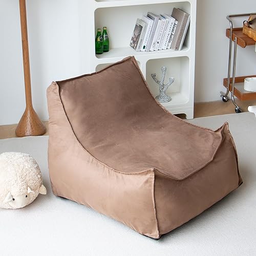 N&V Sofá de piso de relleno de espuma de un solo asiento, puf de espuma de alta densidad, funda de gamuza sintética, funda extraíble y lavable a