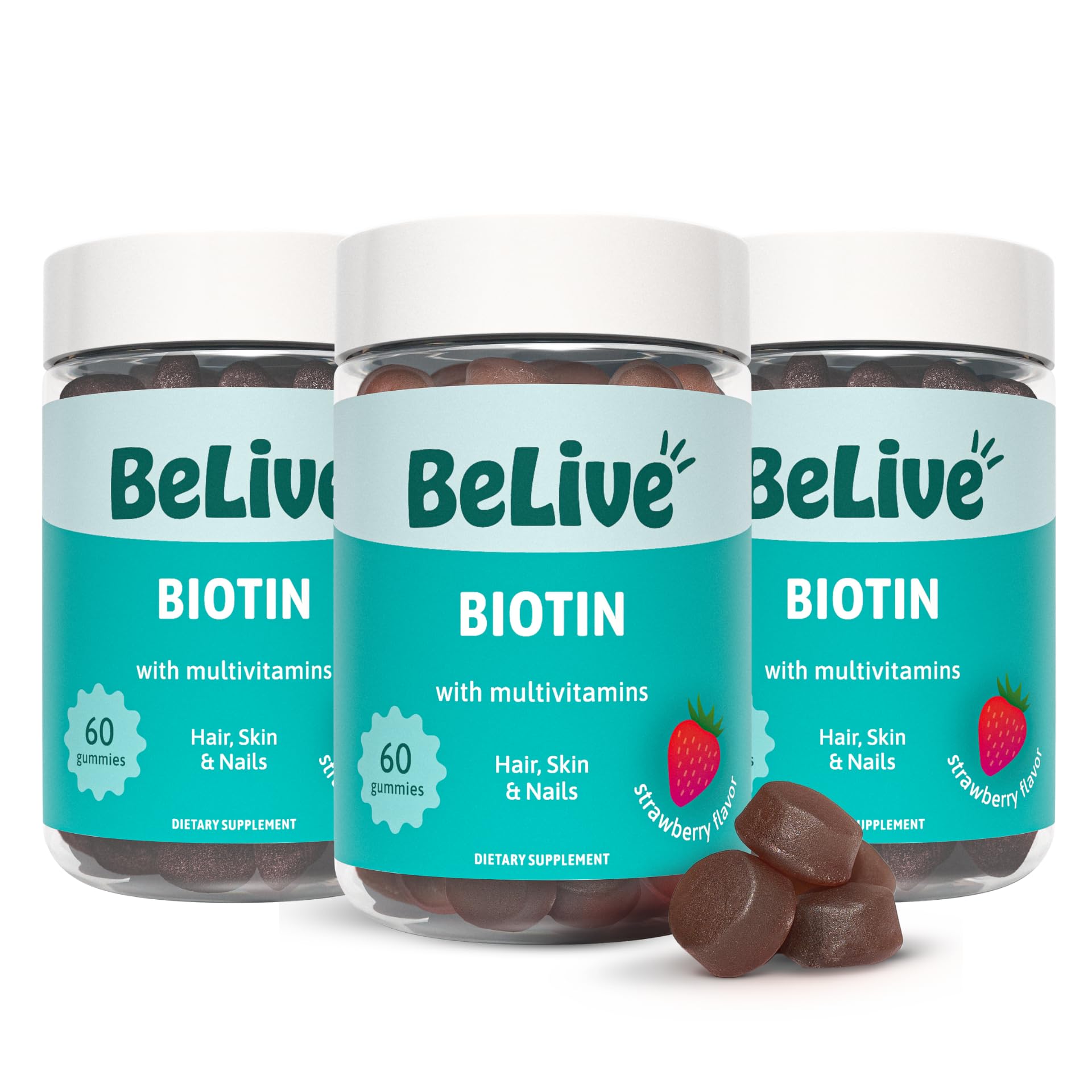 BeLive Biotin Gummies High Potency 10000 mcg with MultiVitamins, 180 Count