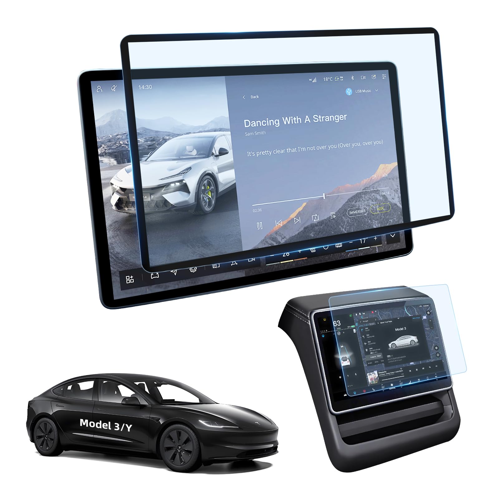 Pellicola Protettiva in Vetro Temperato 15 per Tesla Model Y 2025