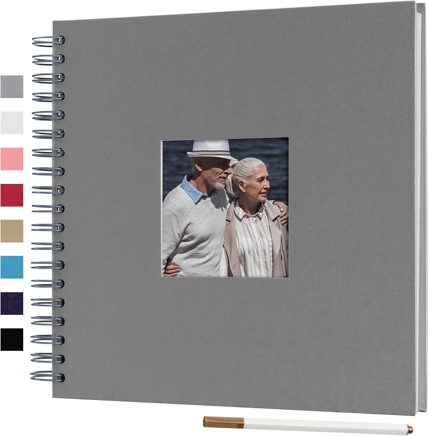 10 x 10 Inch DIY Scrapbook Photo Album with Cover Photo 80 Pages Hardcover Craft Paper Photo Album for Guest Book, Anniversary, Valentines Day Gifts (Gray, 10 x 10 inch)