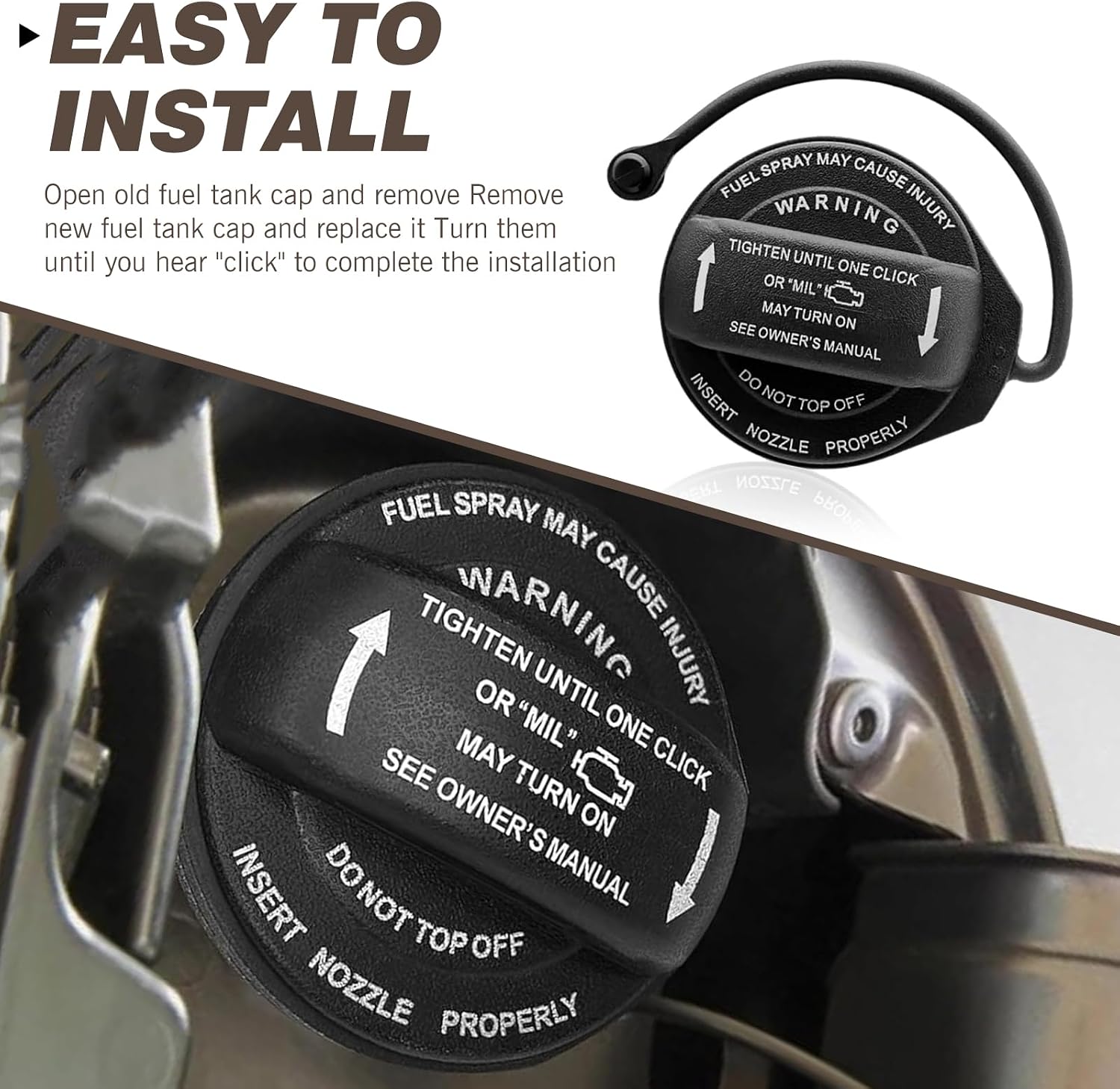 Gas Cap, Sealed Waterproof Vehicle Fuel Tank Cap, Oil Filler Cover Replacement Part, Compatible with VW, Audi 5C0201550T 3C0201550N 8K0201550C (Black)