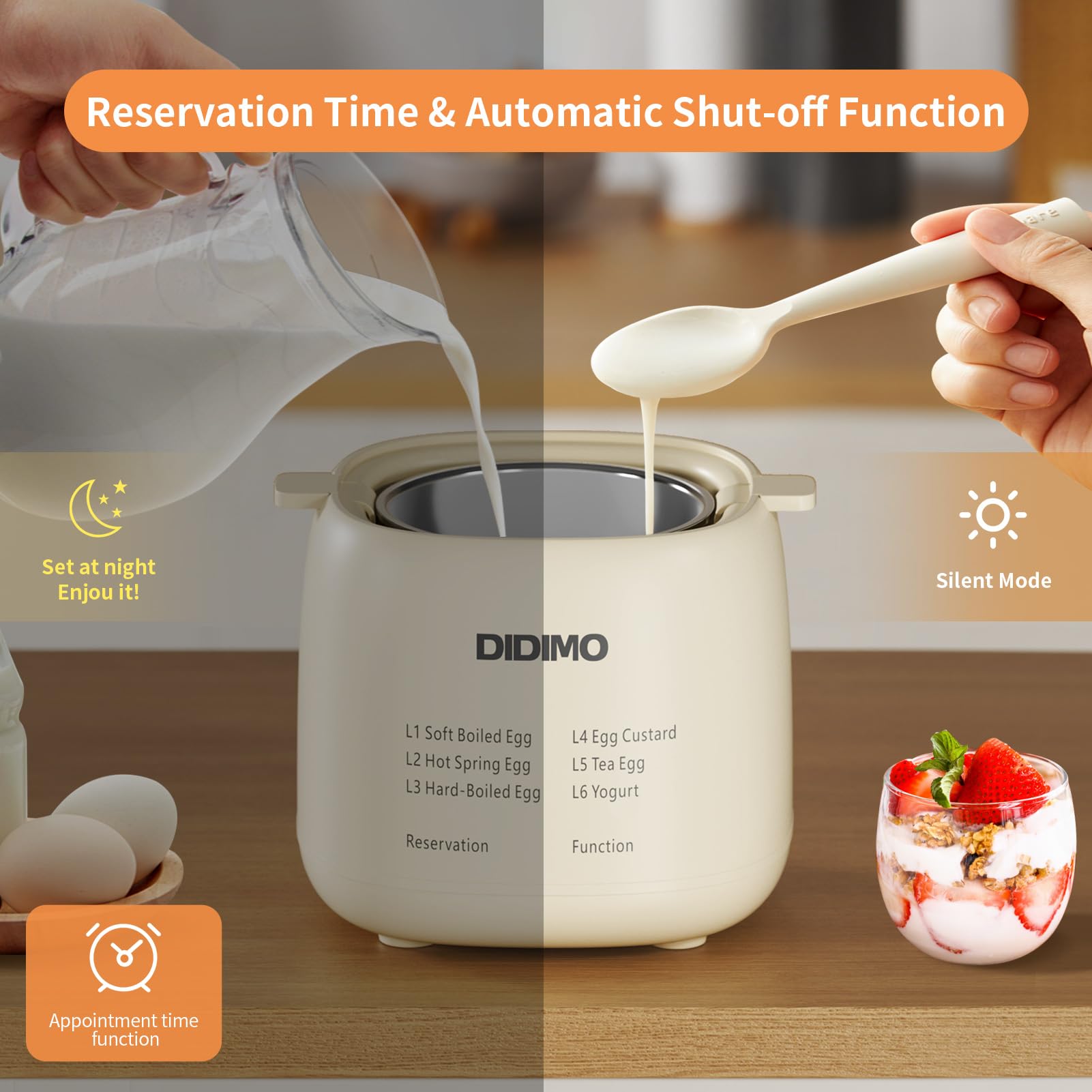 Rapid Egg Cooker, Timable Egg Cooker for Hard Boiled Eggs, Soft Boiled Egg, Hot Spring Egg, Egg Custard, Tea Egg, Yogurt, Electric Egg Cooker with Auto Shut Off and Beep Alarm for Kitchen, Dorm