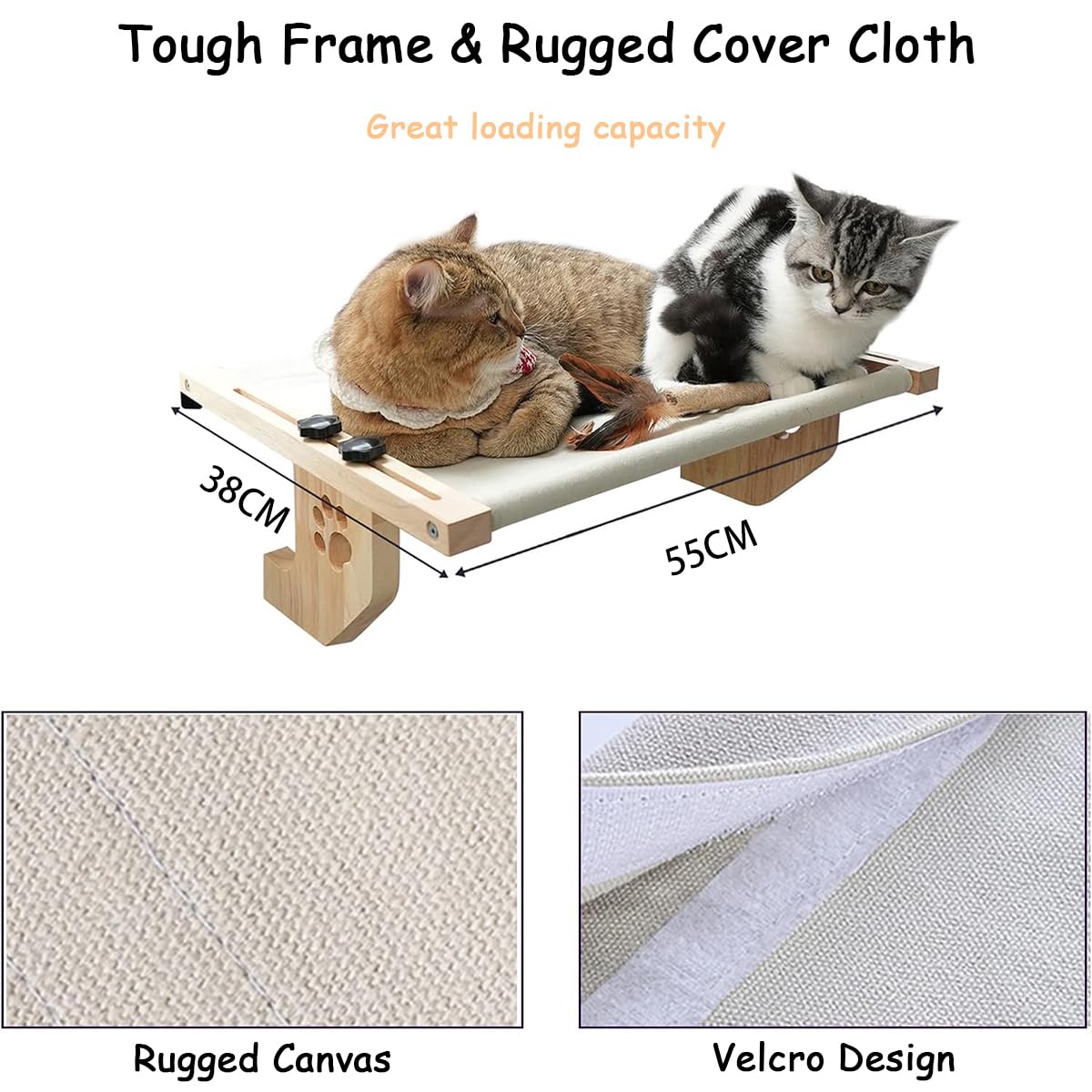 مجثم قطط يثبت على النافذة، مجثم متين معلق بتصميم أرجوحة شبكية، رف قطط متين وموفر للمساحة في الأماكن المغلقة من الميكاكوز (رمادي)