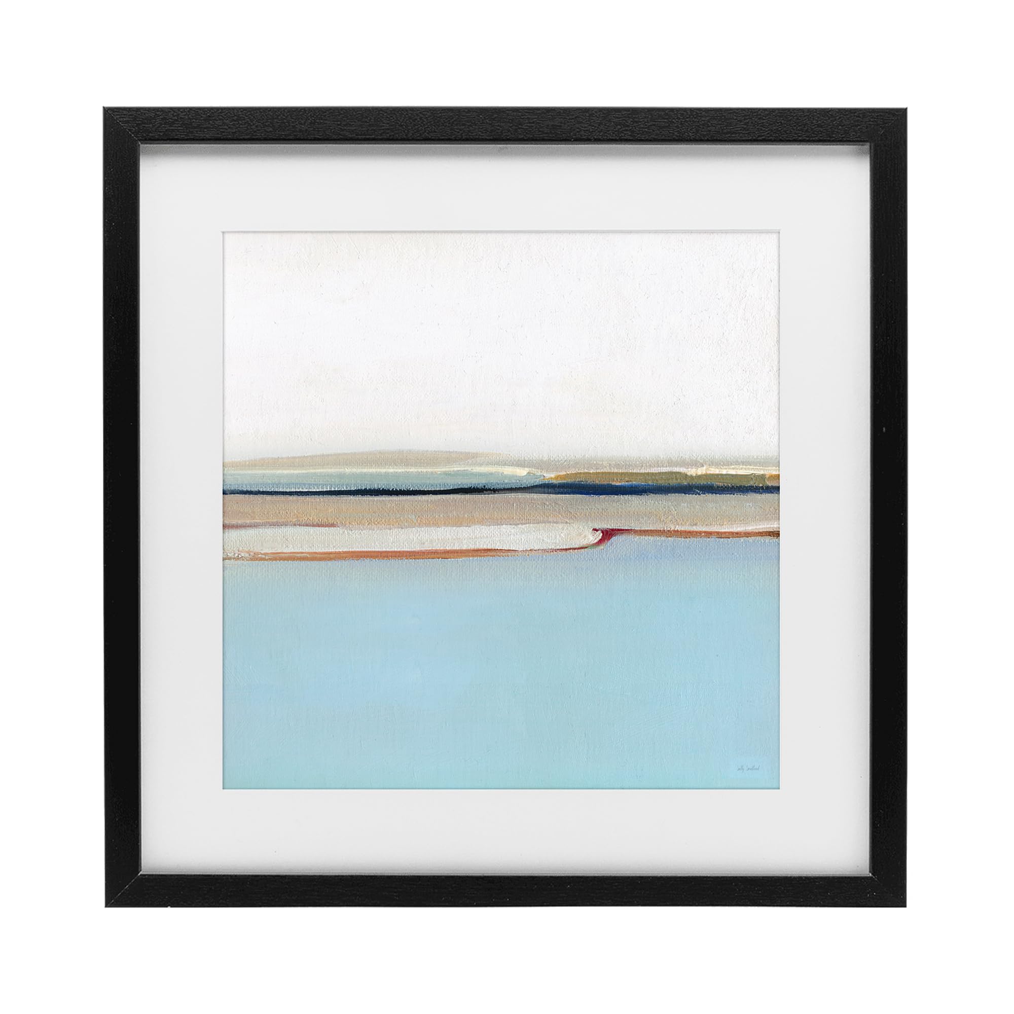 Stupell Industries Midnight Black (Textured) 'Serene Minimal Shoreline At Dawn'| Framed Print Under Glass