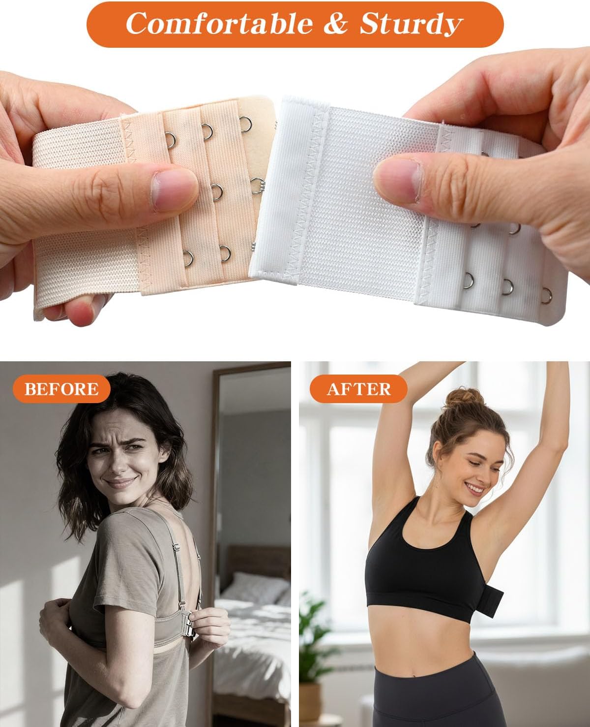 16 PCS Bra Extenders 2 Hook / 3 Hook / 4 Hook / 5 Hook, Bra Hooks Replacement, Soft Comfortable Stretchy Bra Extension Strap for Women Lady Plus Size(Black, White, Nude, Beige)