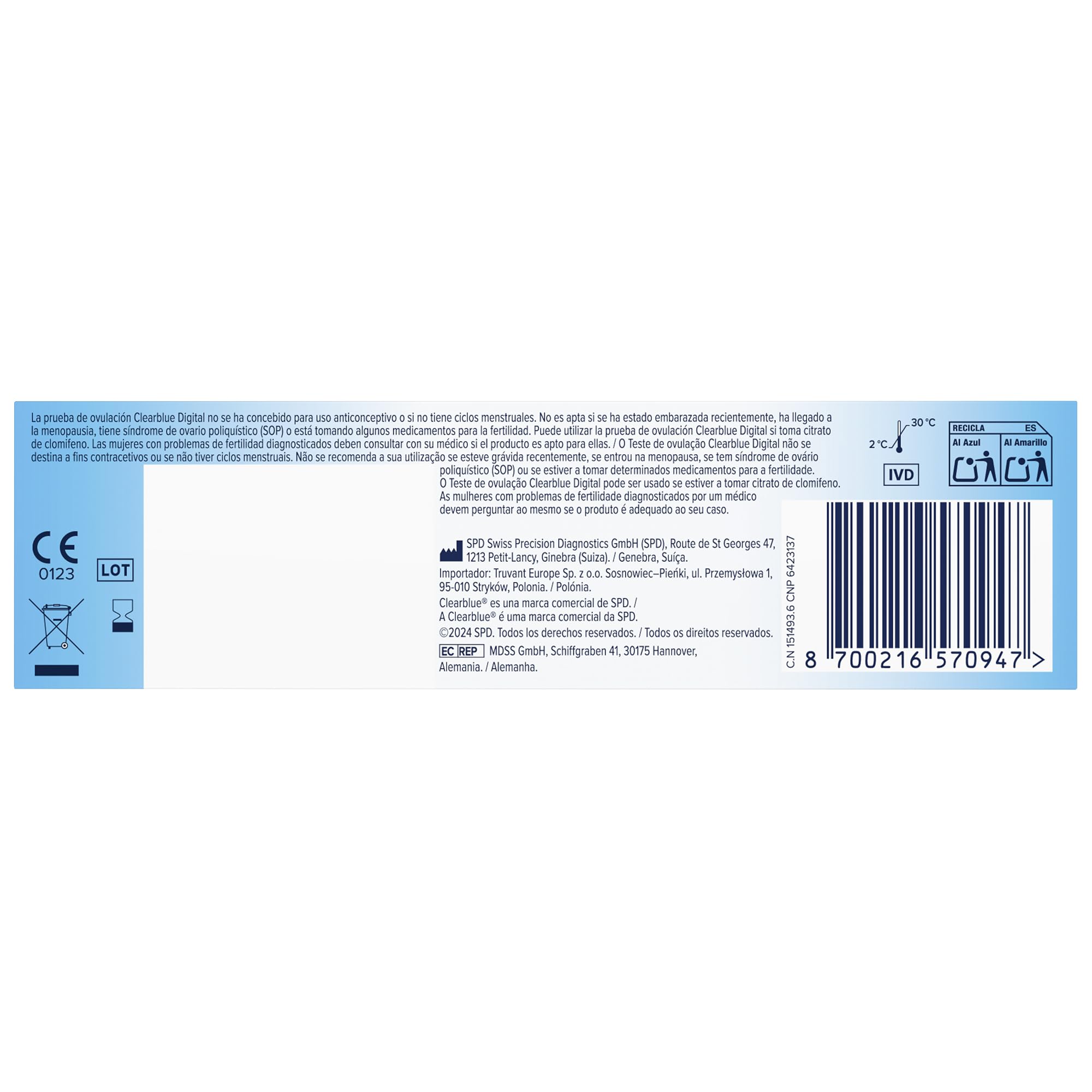 Clearblue Test d'ovulation numérique - 10 tiges de haute précision - Identifie les jours fériés - Résultats clairs sur l'écran - Facile à utiliser - Précision + 99 % - Format amélioré sans plastique -