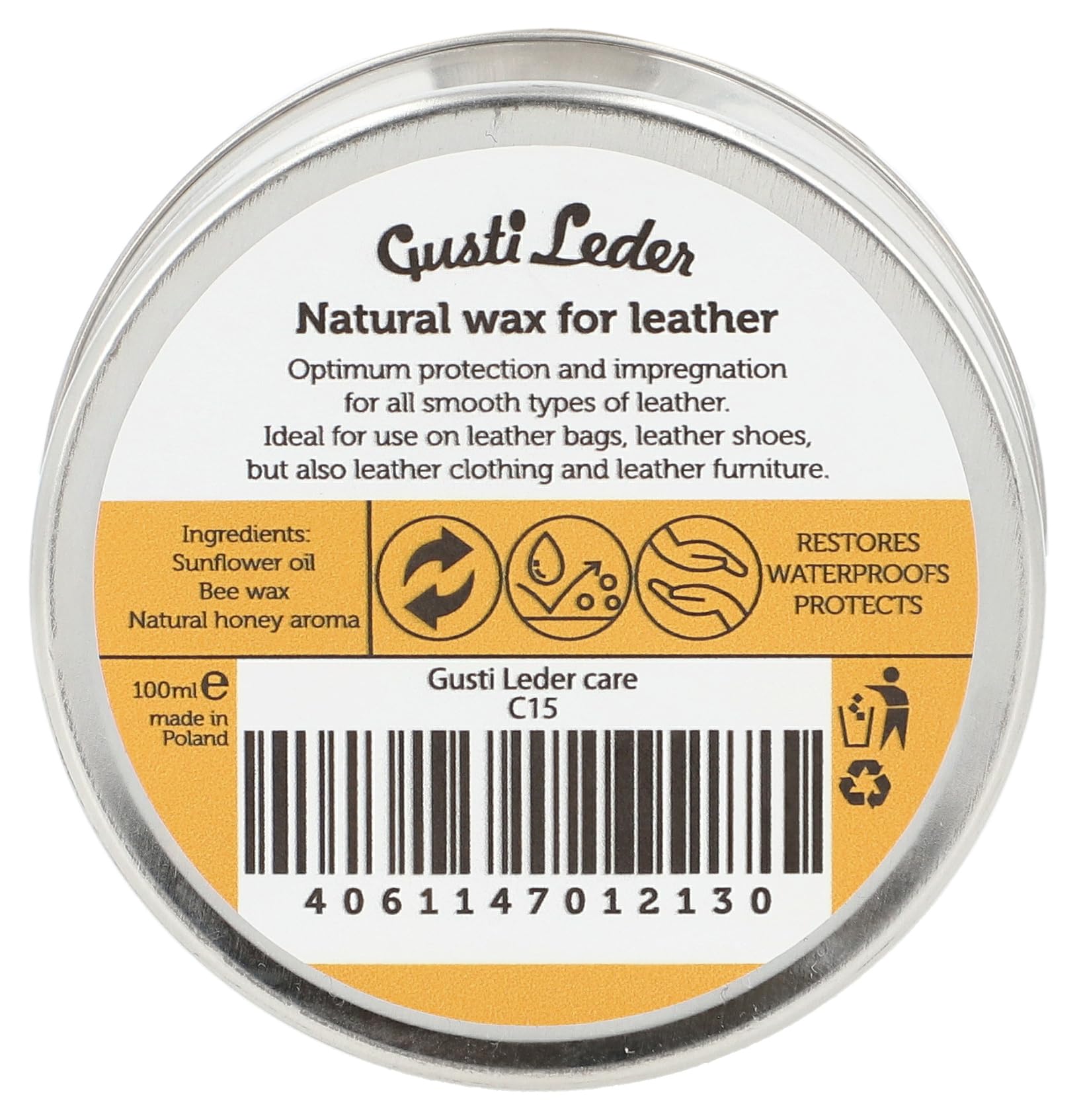 Gusti Natural wax cuidado Natural wax 100ml protección natural cuero amarillo cera