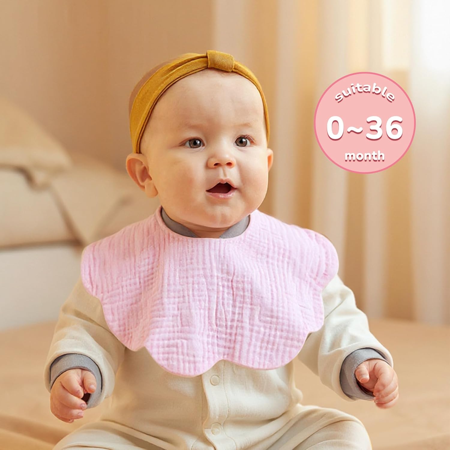 EllieHouse Baby Bibs for Girls Boys 8 Pack Muslin Drool Teeth Drooling Teething Bibs Muslin Cotton for Toddler Infant - Image 2